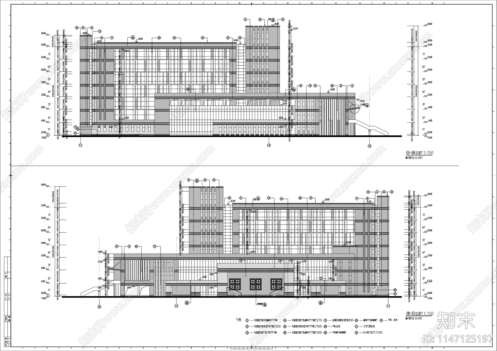 图书馆建筑cad施工图下载【ID:1147125197】