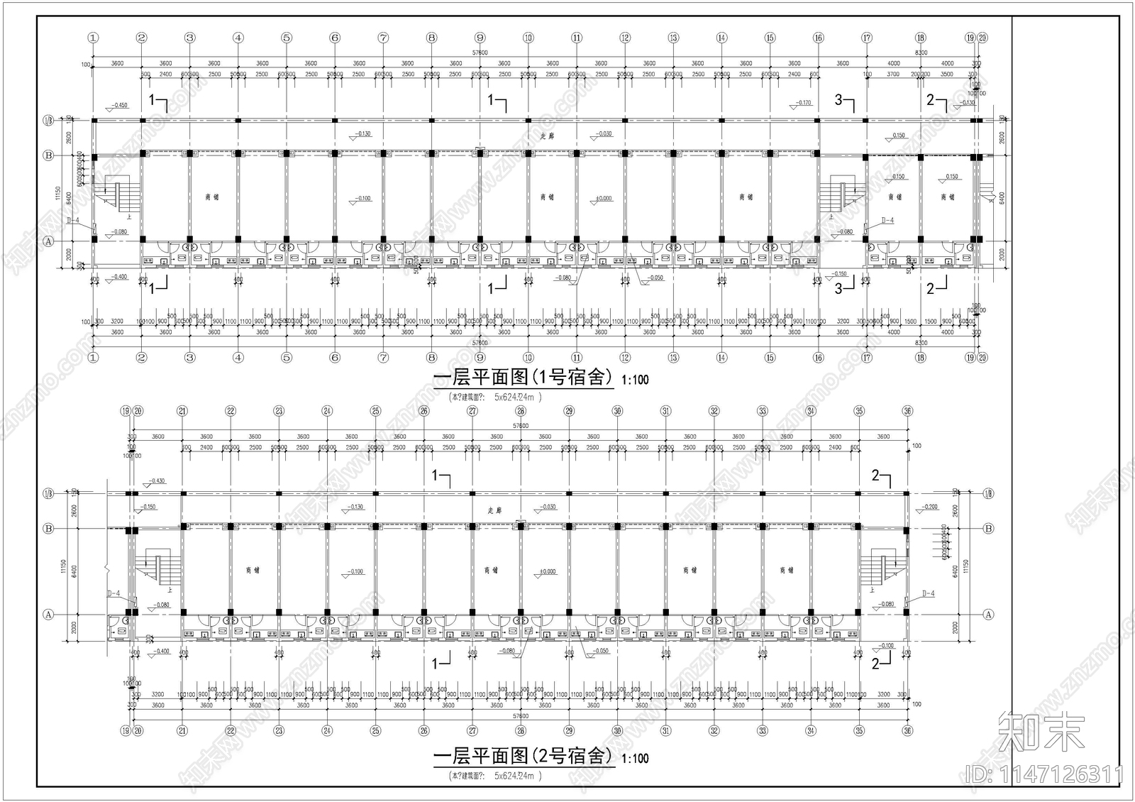 电子工厂宿舍建筑施工图下载【ID:1147126311】