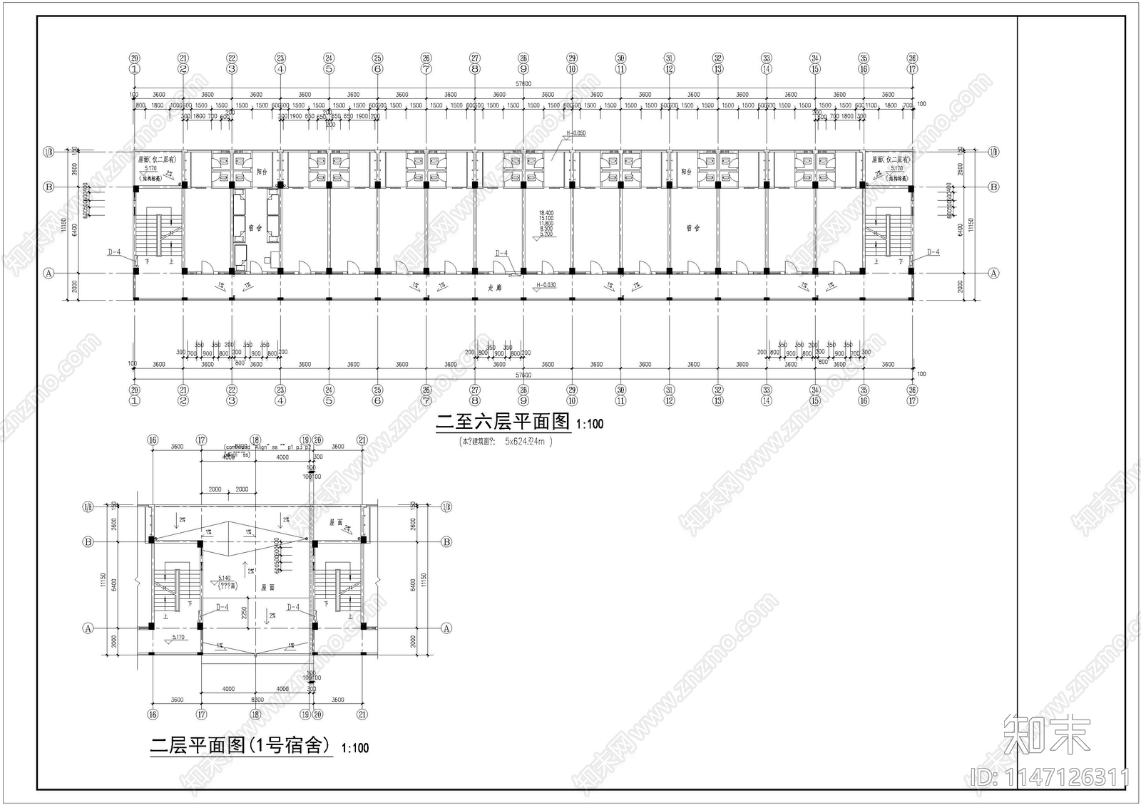 电子工厂宿舍建筑施工图下载【ID:1147126311】