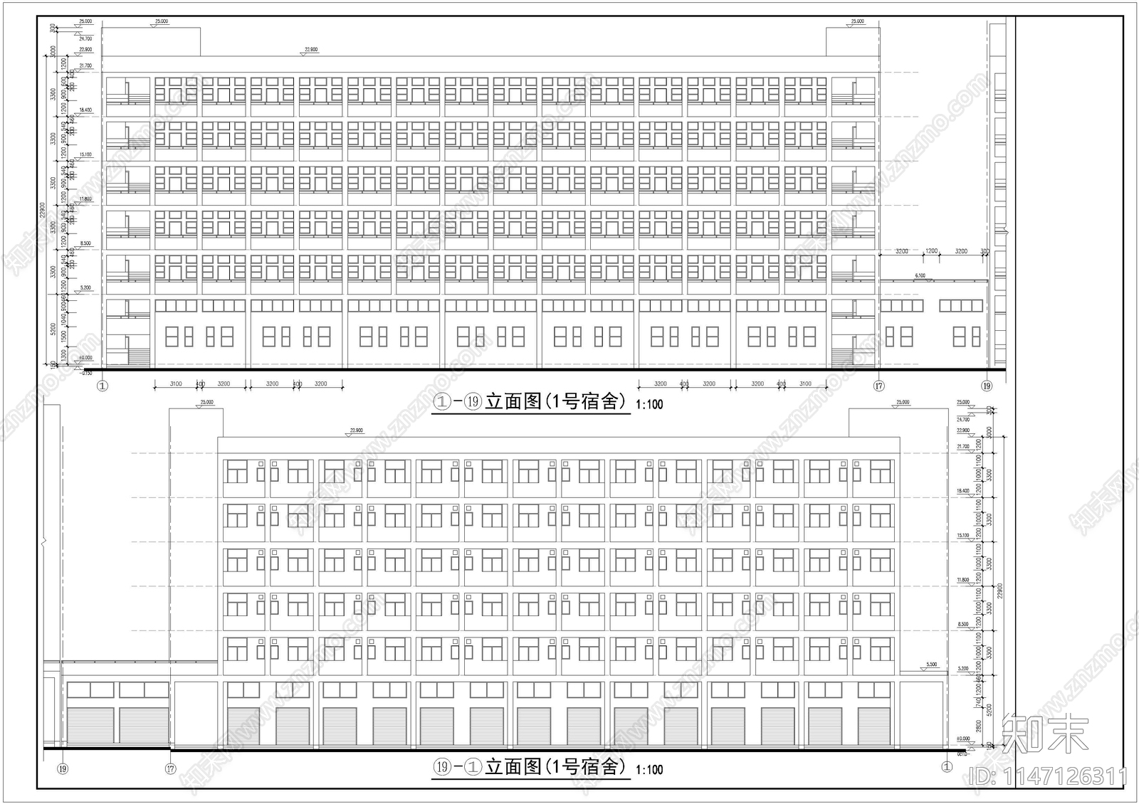 电子工厂宿舍建筑施工图下载【ID:1147126311】