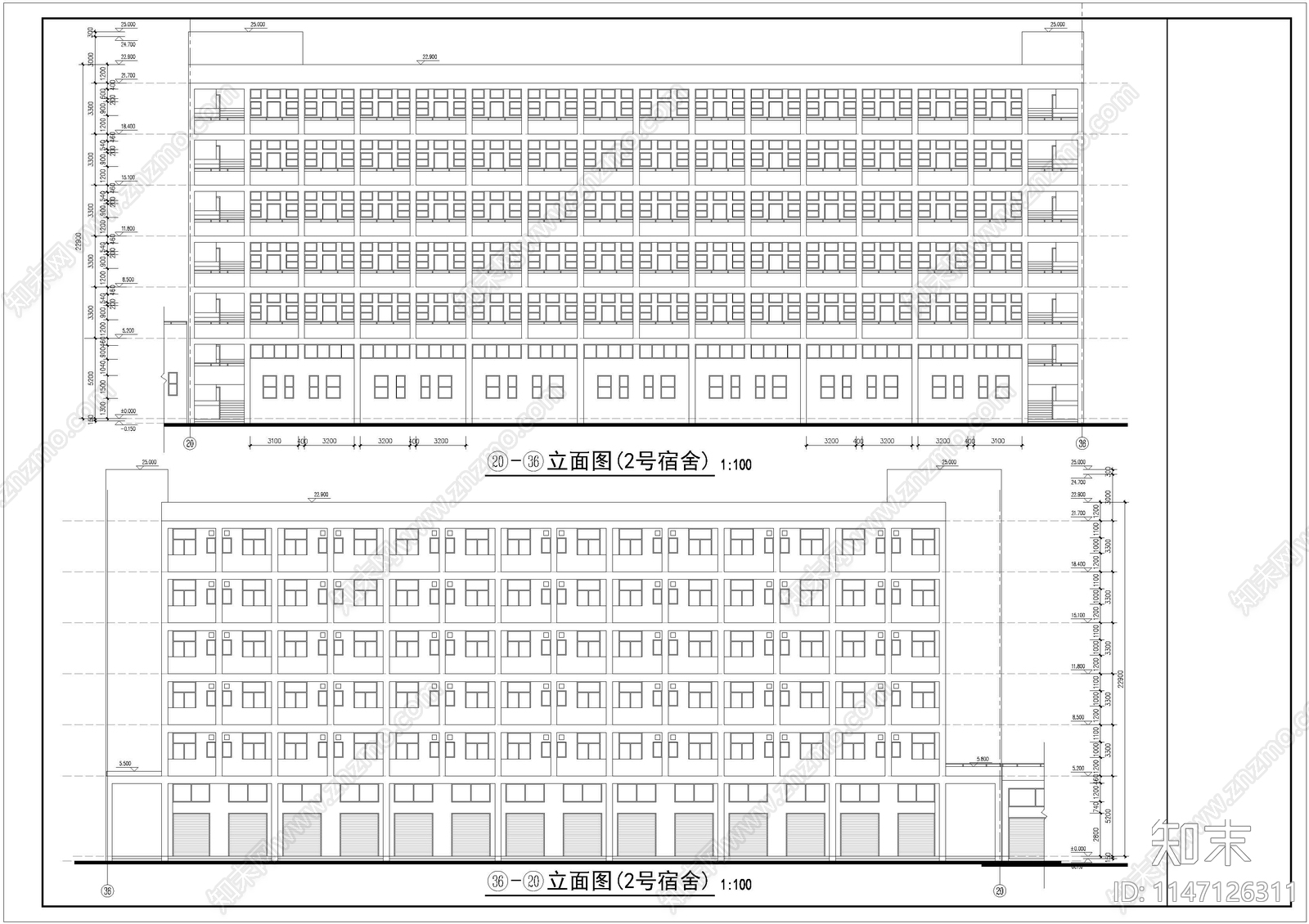 电子工厂宿舍建筑施工图下载【ID:1147126311】