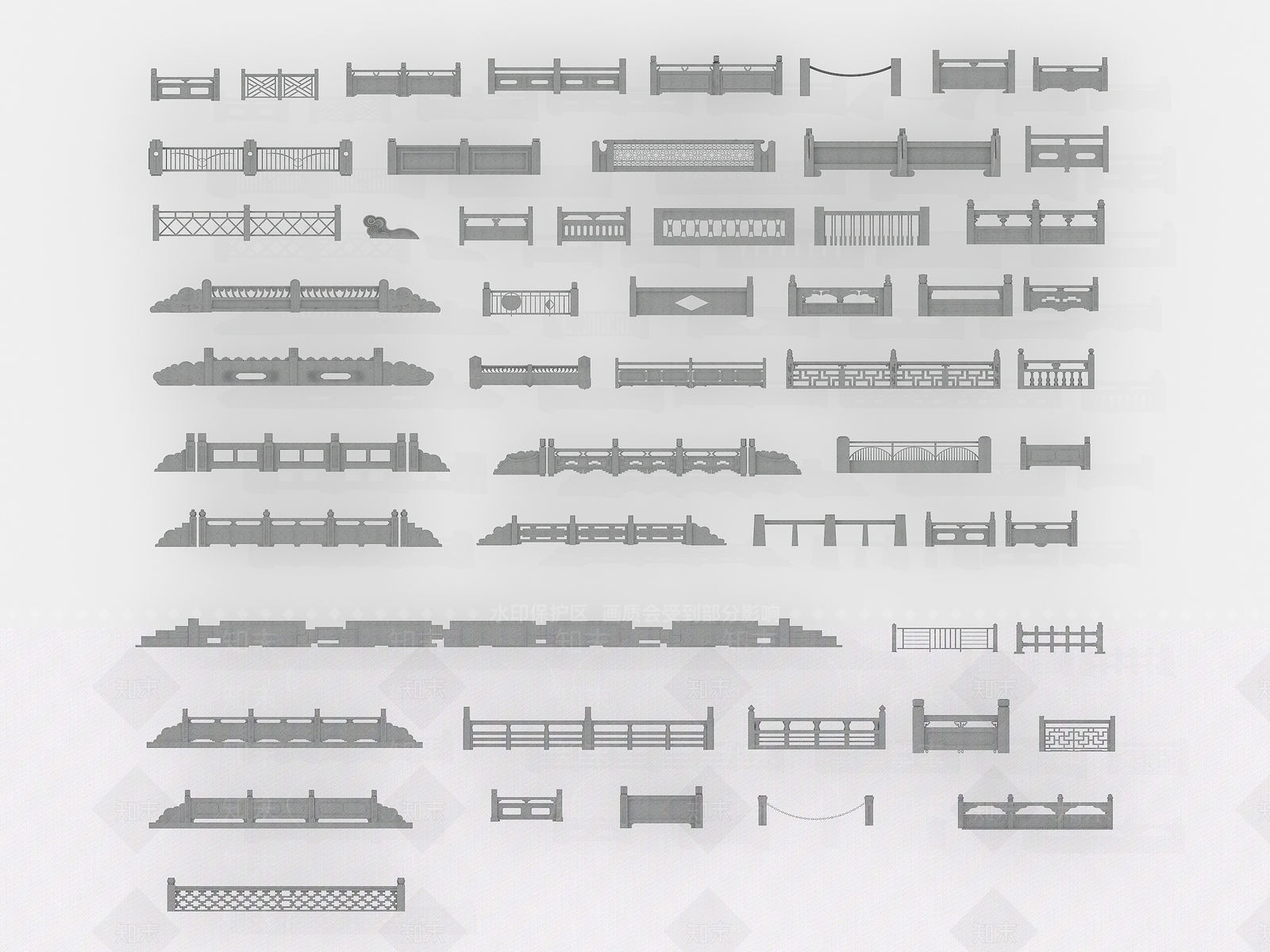 石栏杆3D模型下载【ID:1147128442】