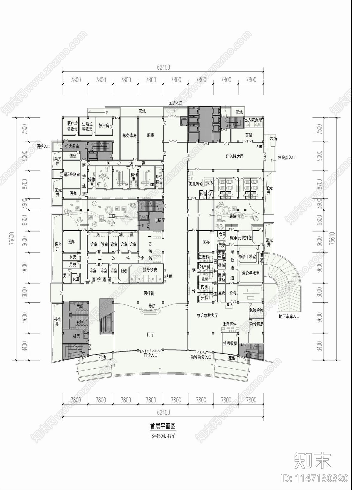 12套县级医院门诊室内cad施工图下载【ID:1147130320】