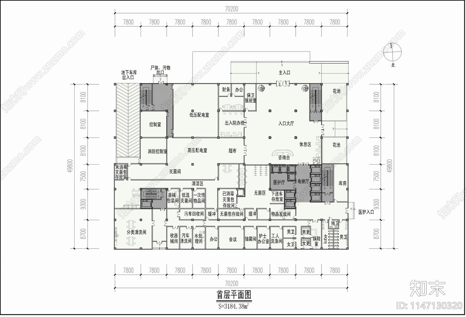 12套县级医院门诊室内cad施工图下载【ID:1147130320】