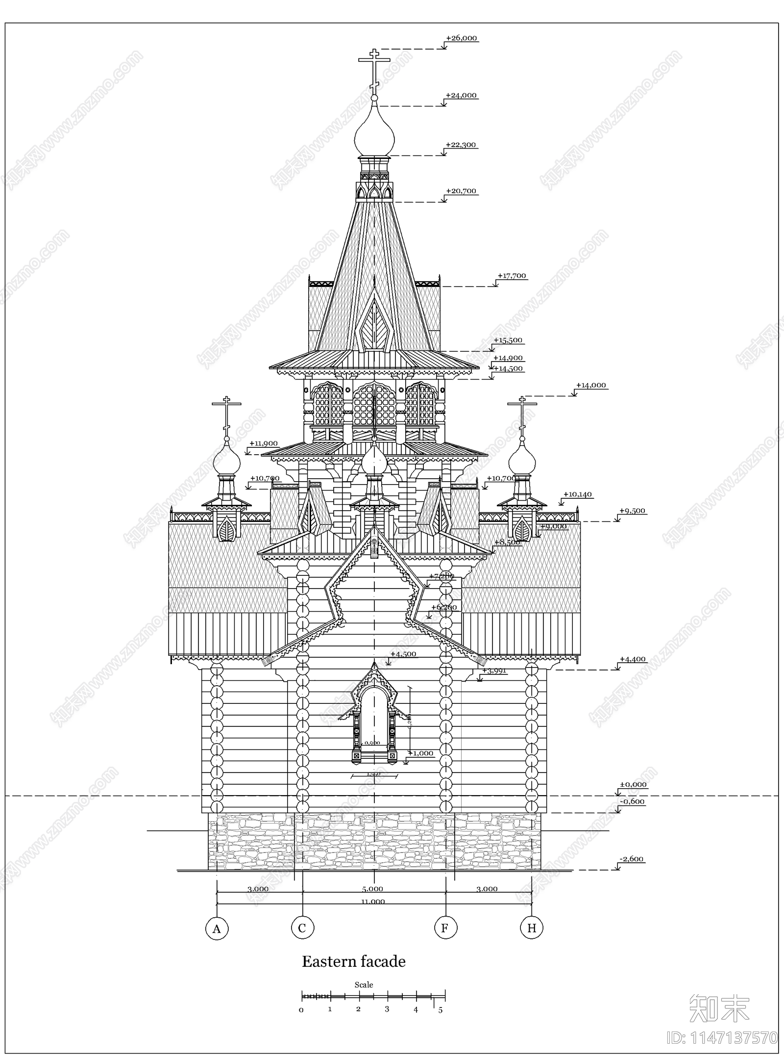 异国风格教堂建筑施工图下载【ID:1147137570】