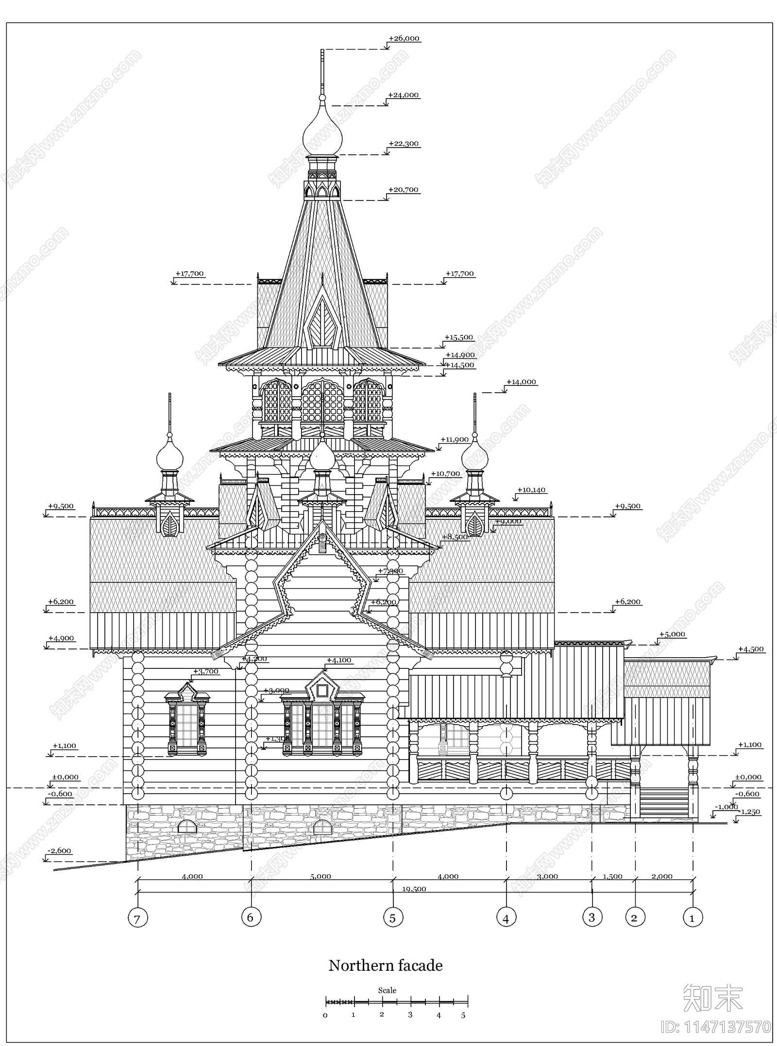 异国风格教堂建筑施工图下载【ID:1147137570】