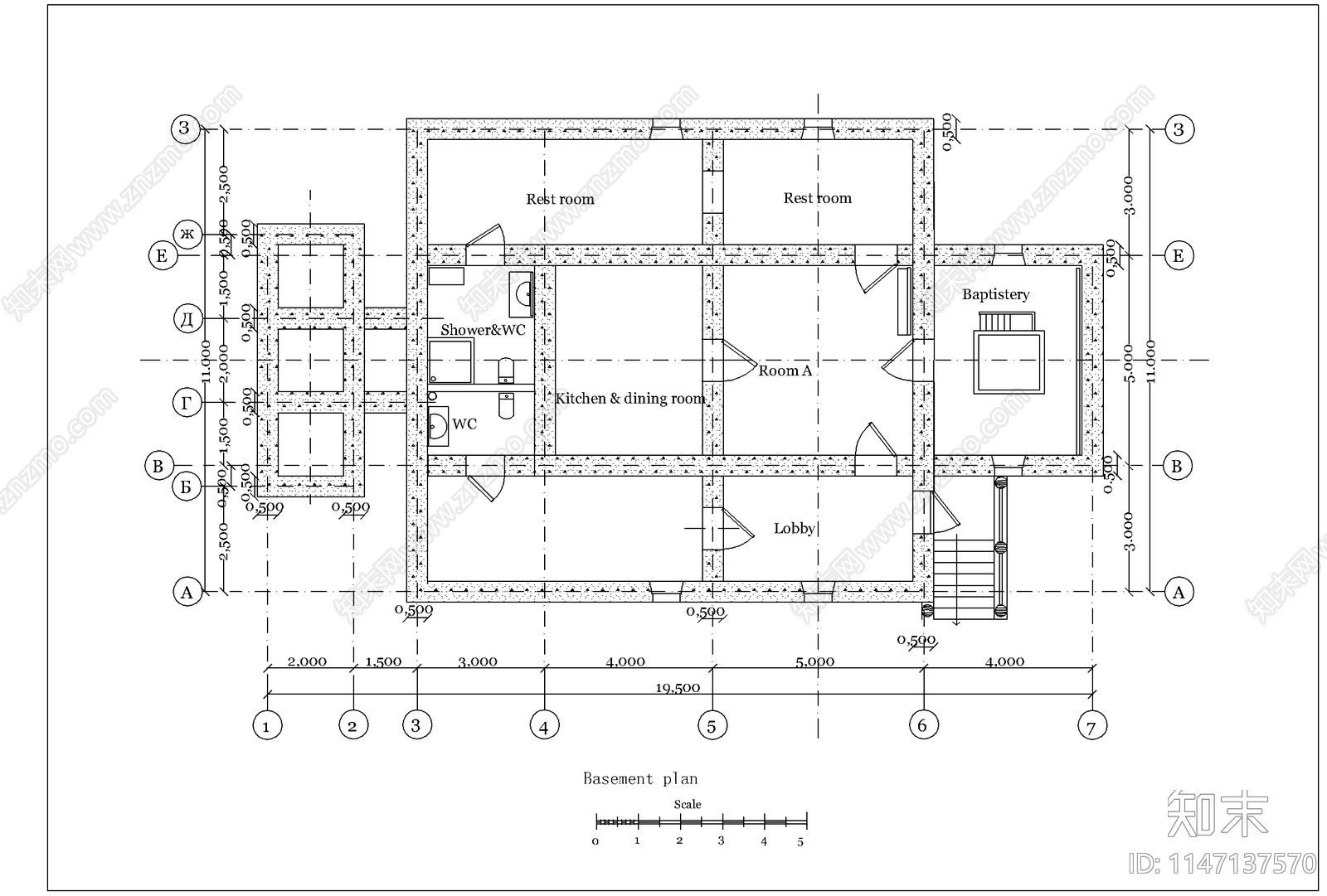 异国风格教堂建筑施工图下载【ID:1147137570】