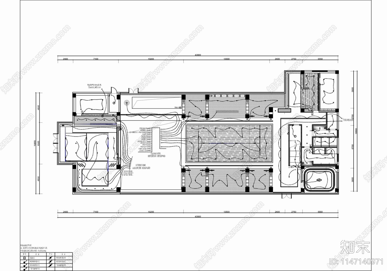 1000㎡销售中心室内cad施工图下载【ID:1147140971】