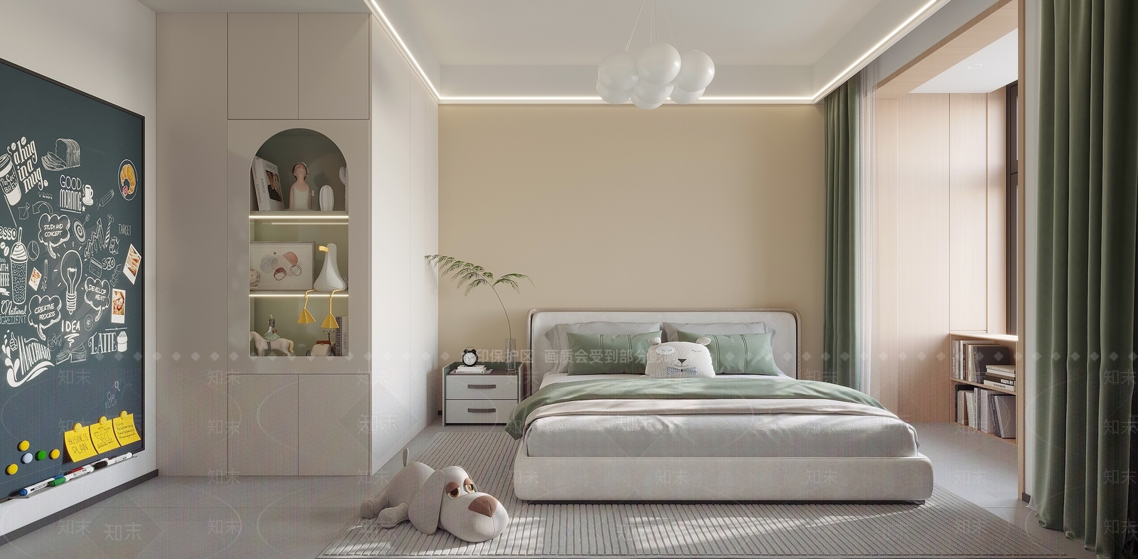现代卧室儿童房阳台卧室3D模型下载【ID:1147141621】