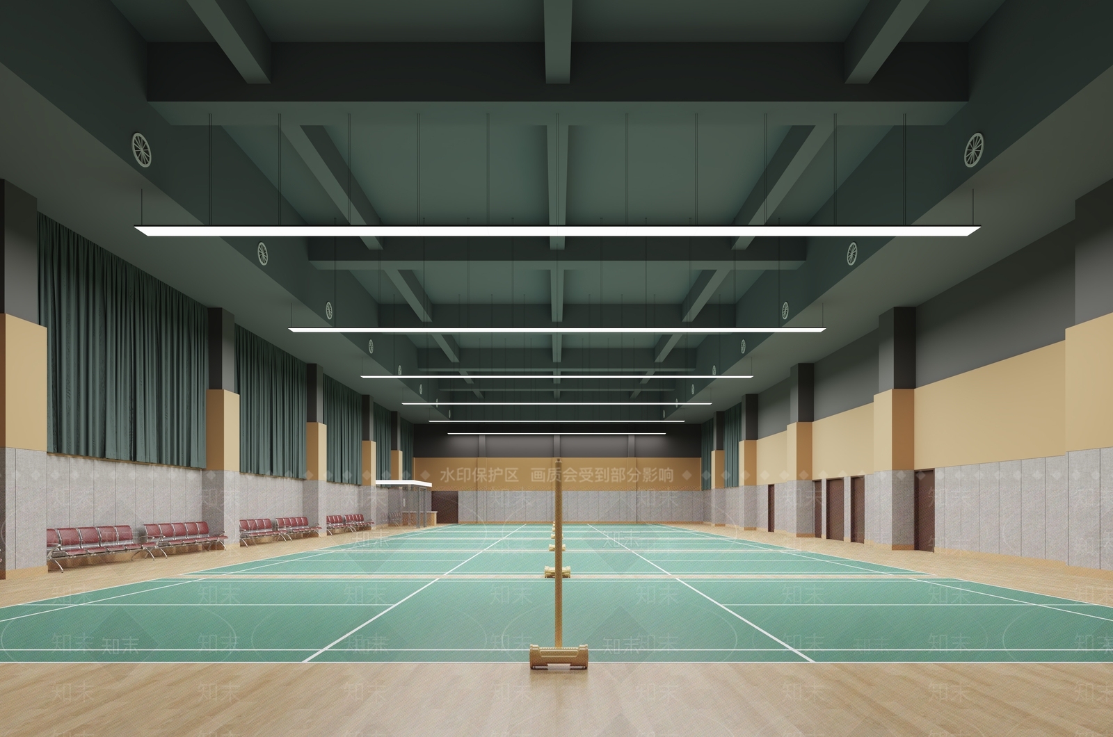 现代羽毛球馆3D模型下载【ID:1147153576】