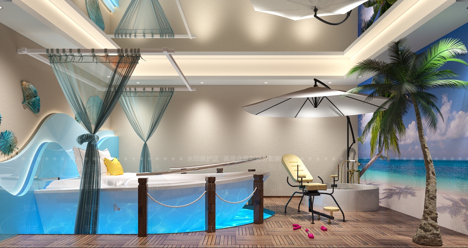 海洋三亚主题风酒店3D模型下载【ID:1147156364】