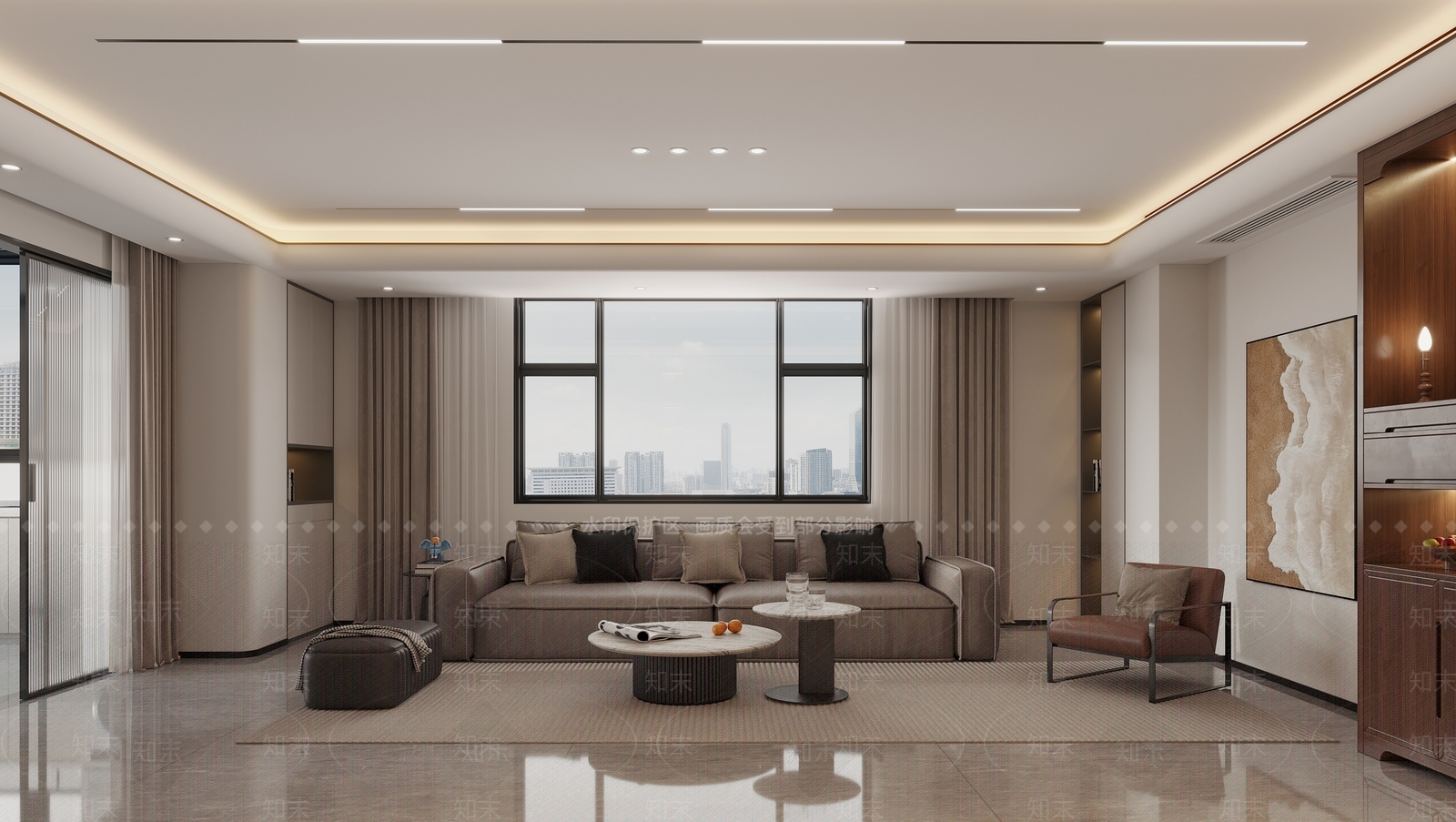 现代客厅电视背景墙佛龛沙发3D模型下载【ID:1147160029】