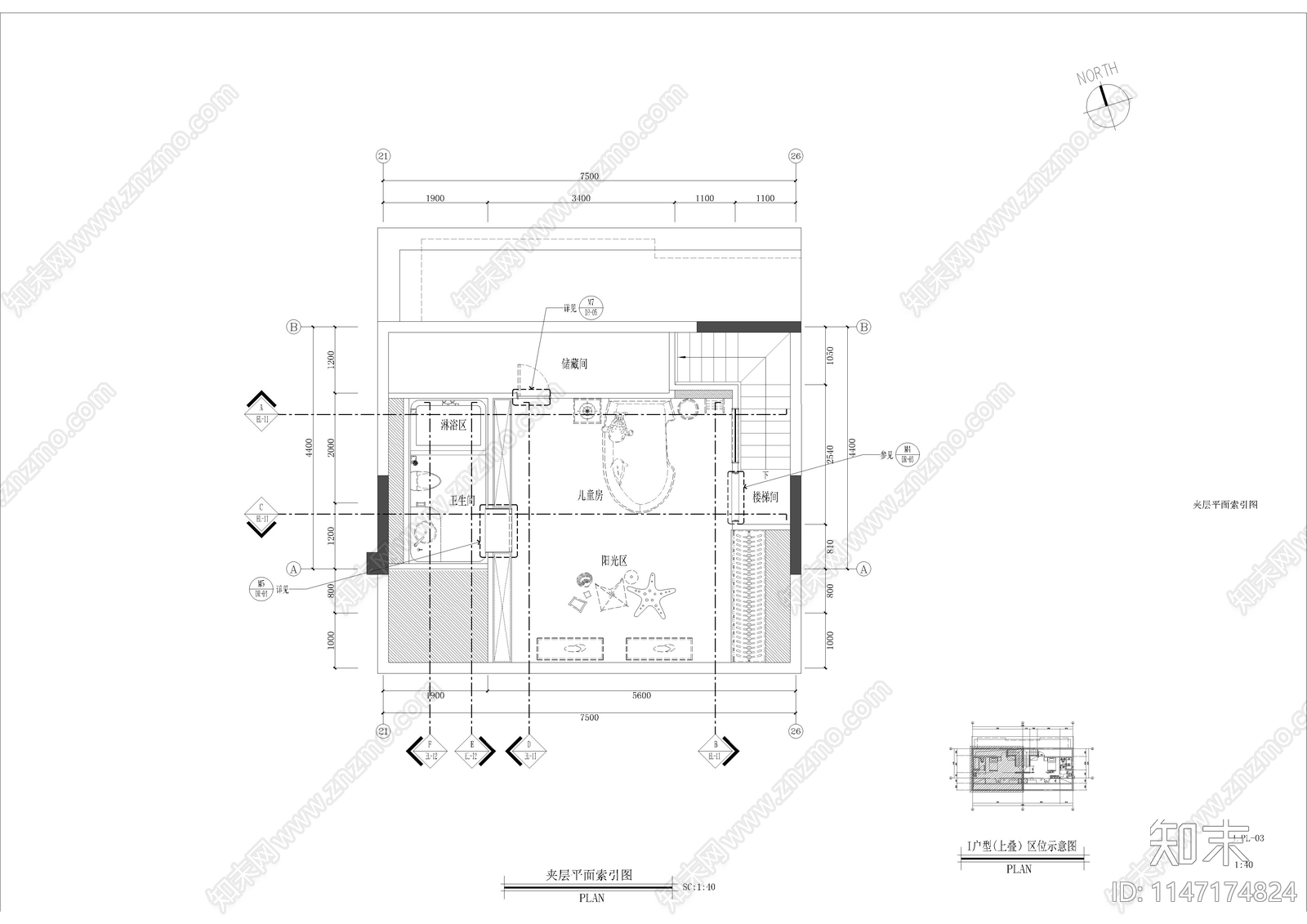 深圳公馆别墅室内cad施工图下载【ID:1147174824】