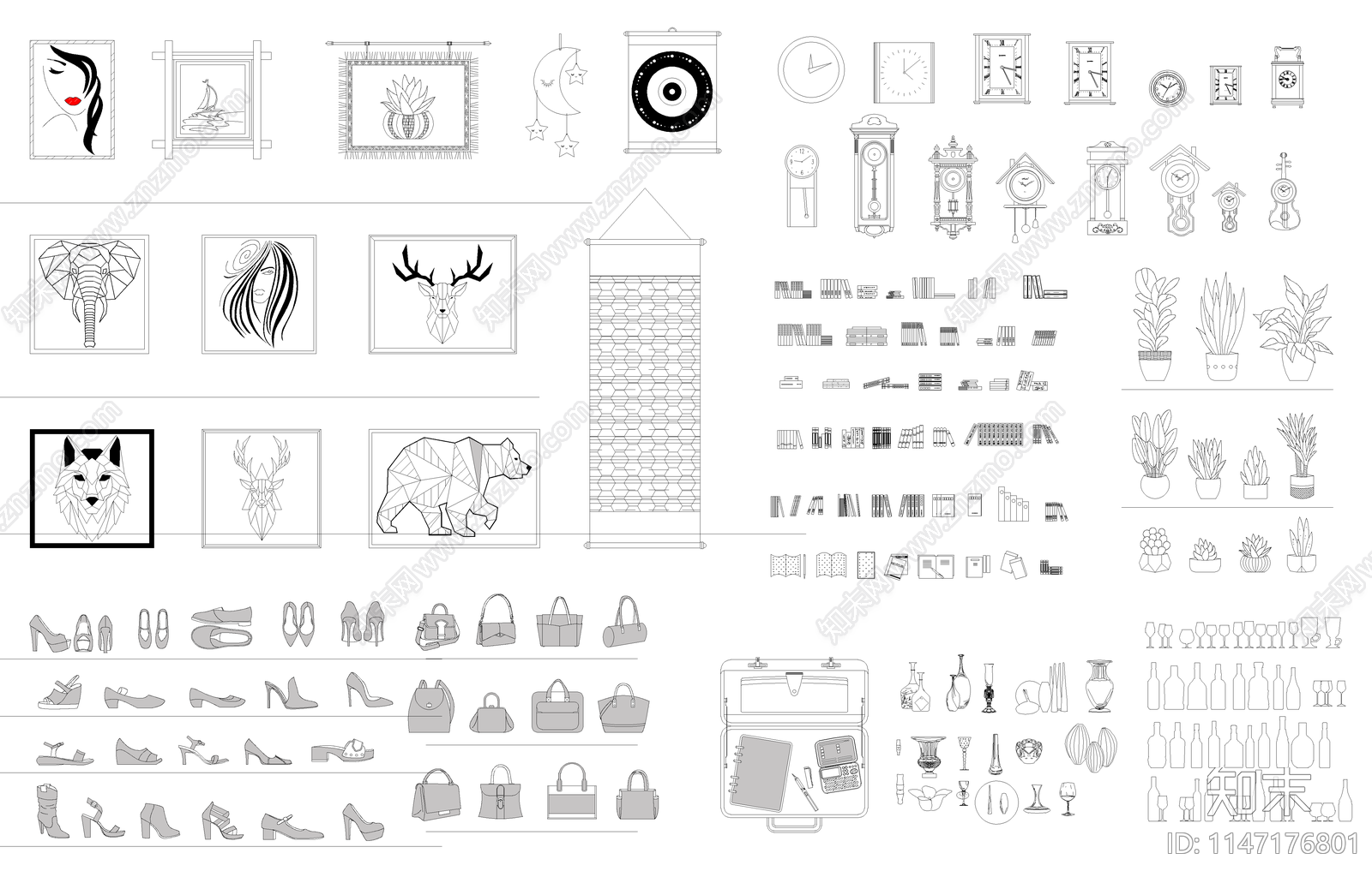 装饰品装饰画图库施工图下载【ID:1147176801】