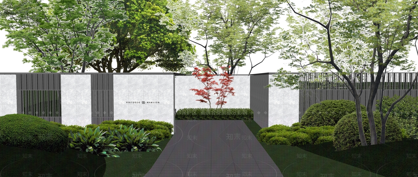 现代住宅小区次入口SU模型下载【ID:1147177594】
