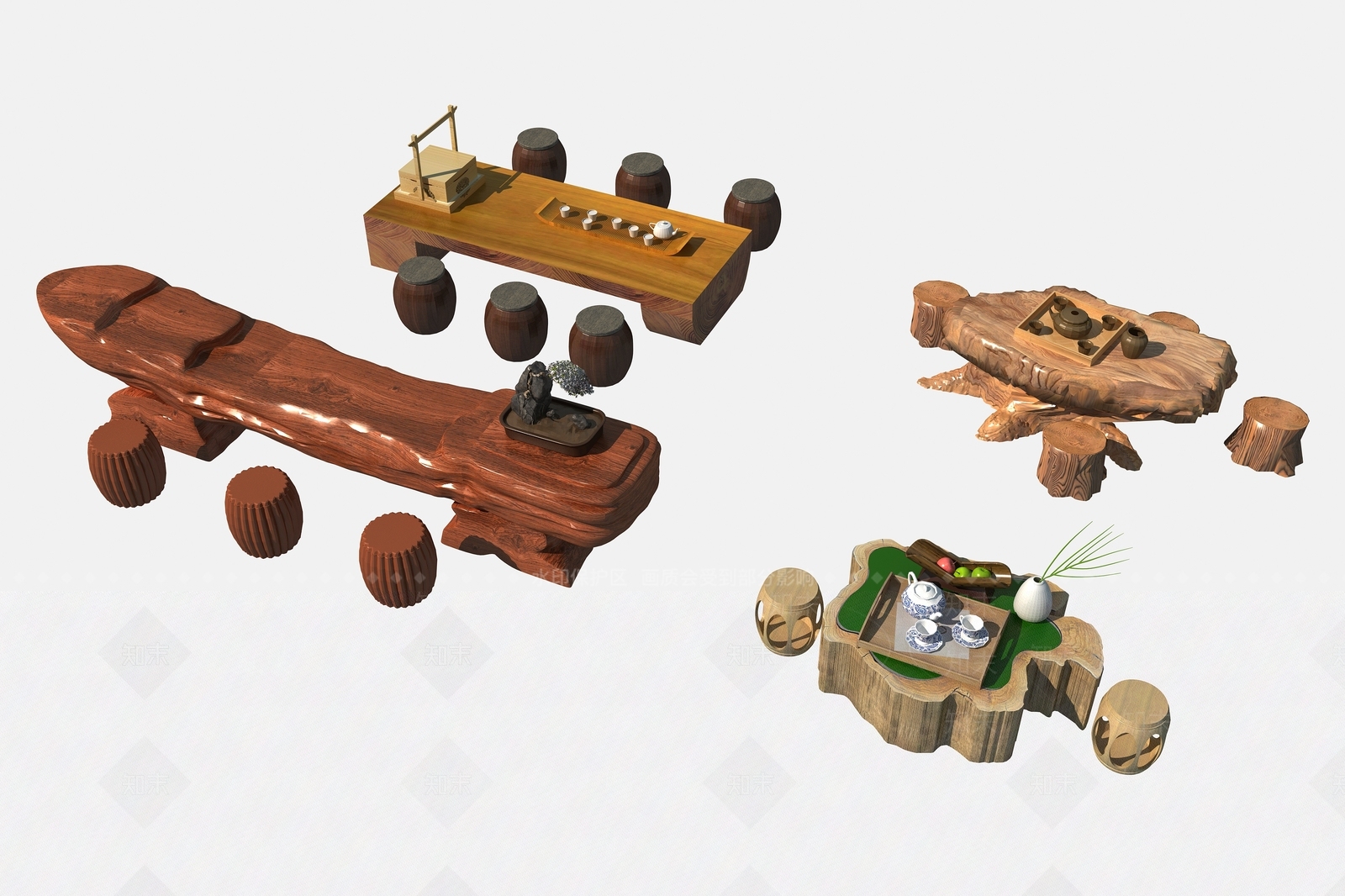 中式根雕茶台3D模型下载【ID:1147185199】