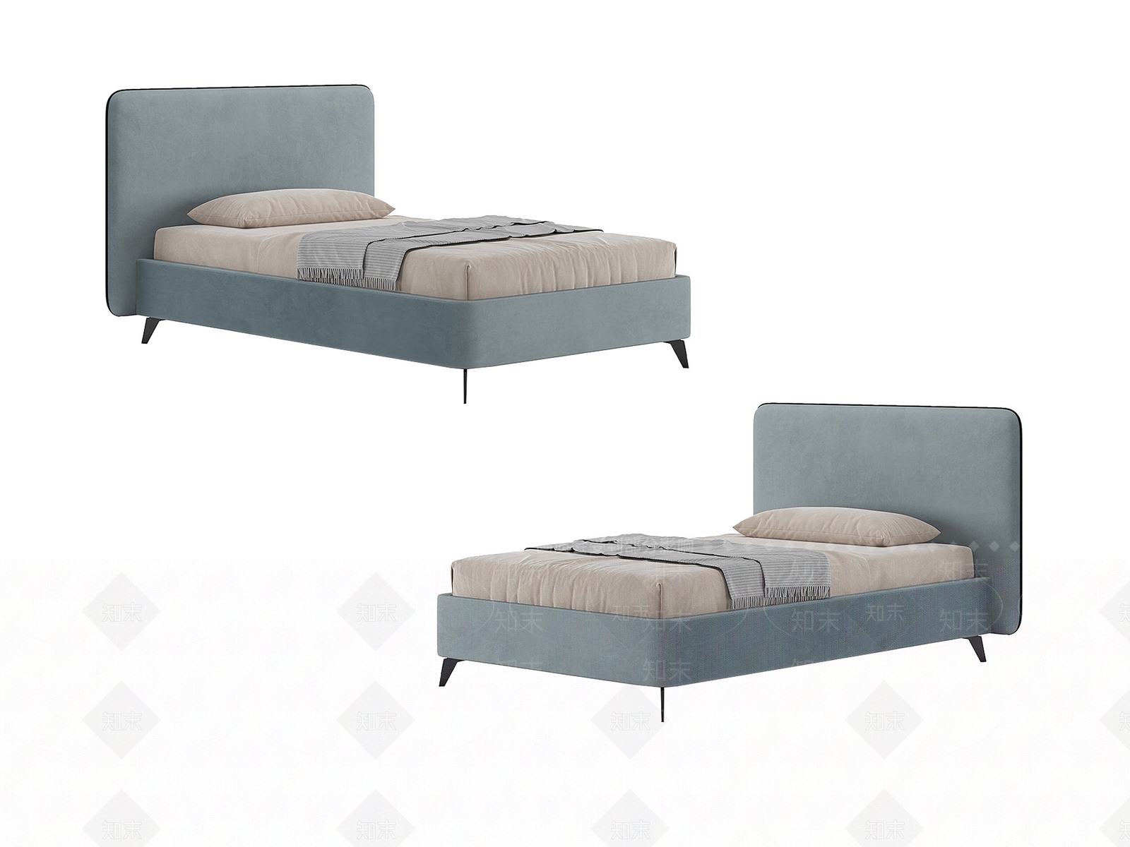 北欧简约单人床3D模型下载【ID:1147185200】