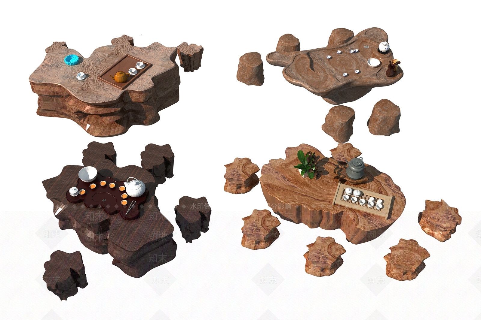 中式根雕茶台3D模型下载【ID:1147185274】