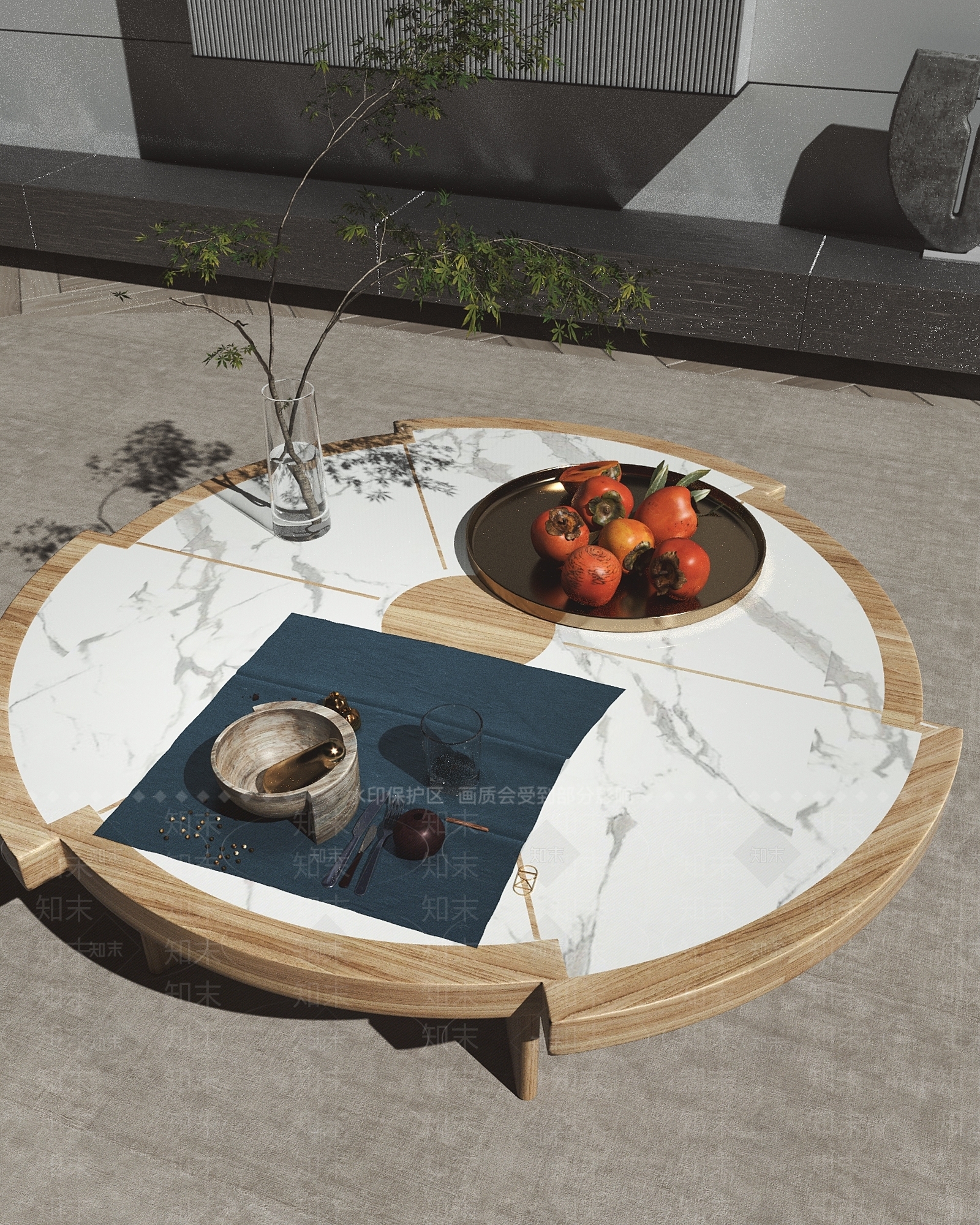 客厅茶几果盘茶具3D模型下载【ID:1147185388】