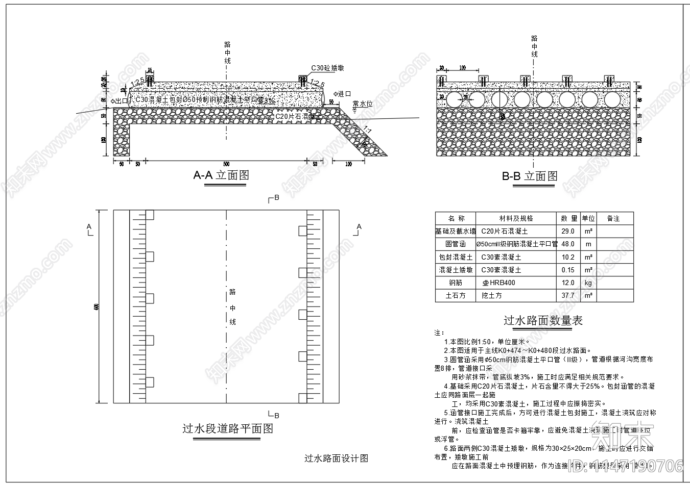 过水路面节点cad施工图下载【ID:1147190706】