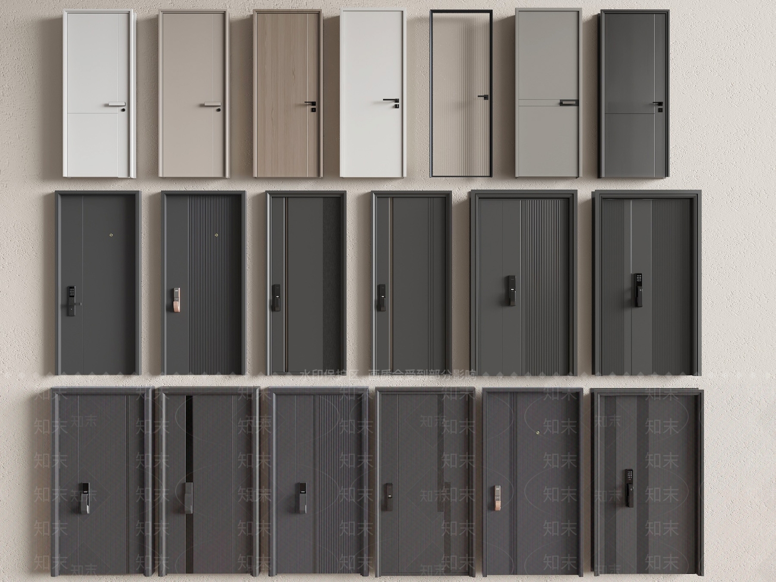 现代防盗门3D模型下载【ID:1147195246】