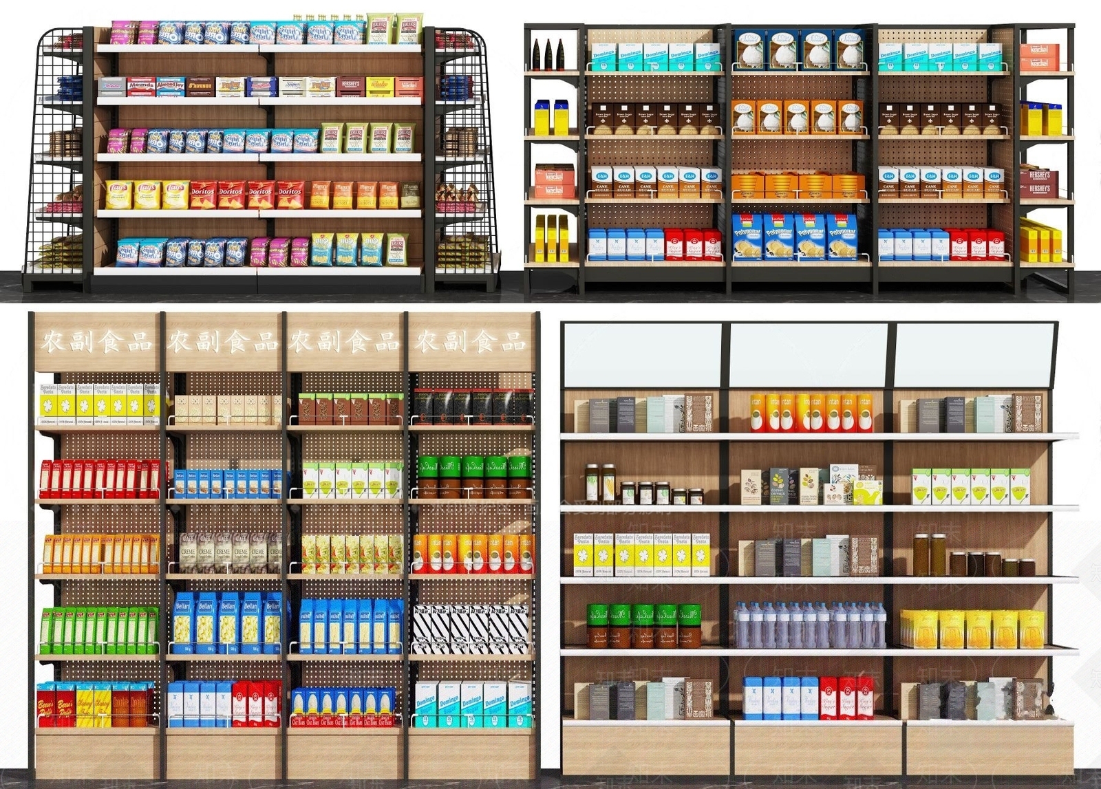 现代超市展柜货架SU模型下载【ID:1147203285】