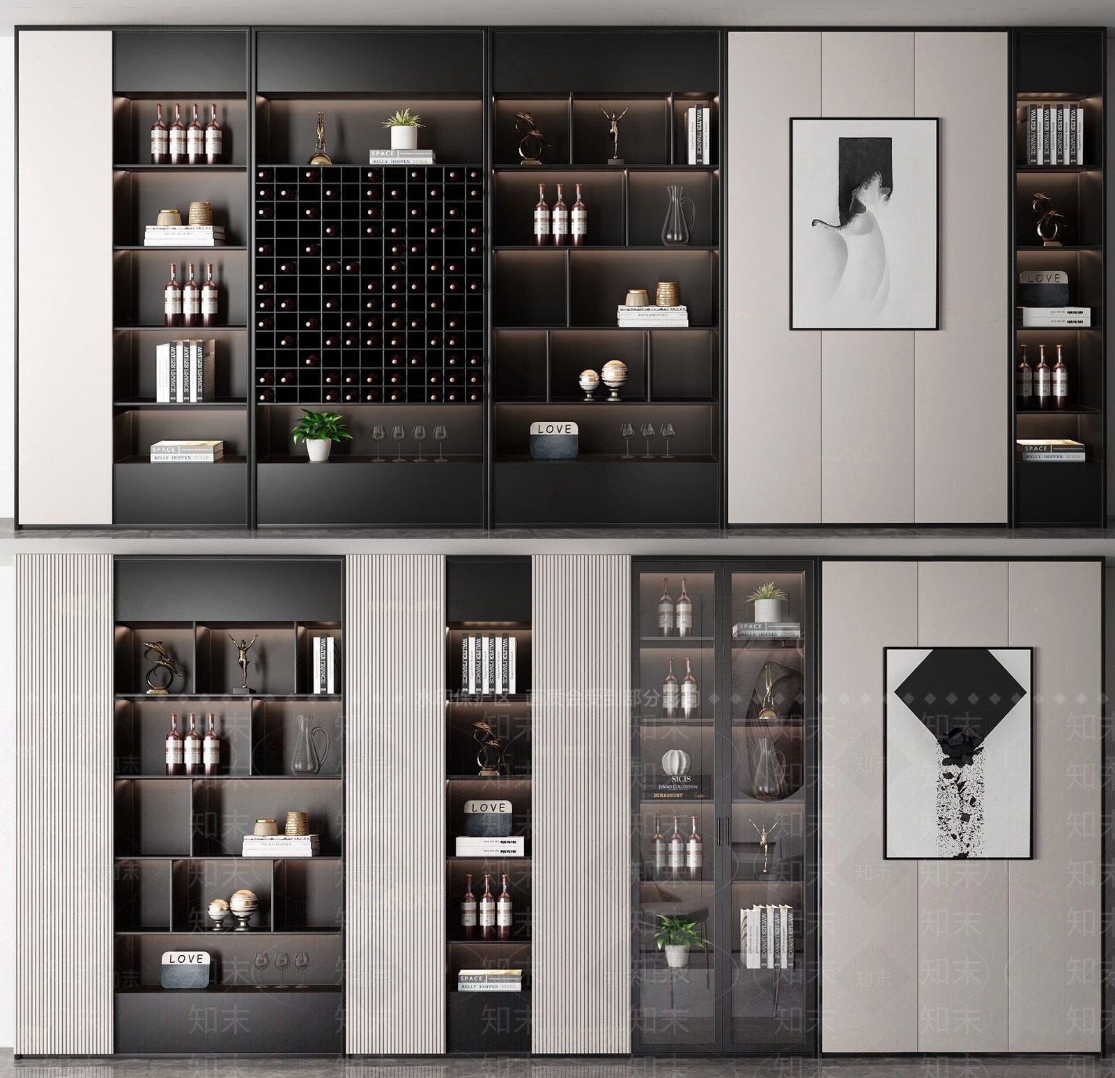 现代陈列柜酒柜SU模型下载【ID:1147203297】