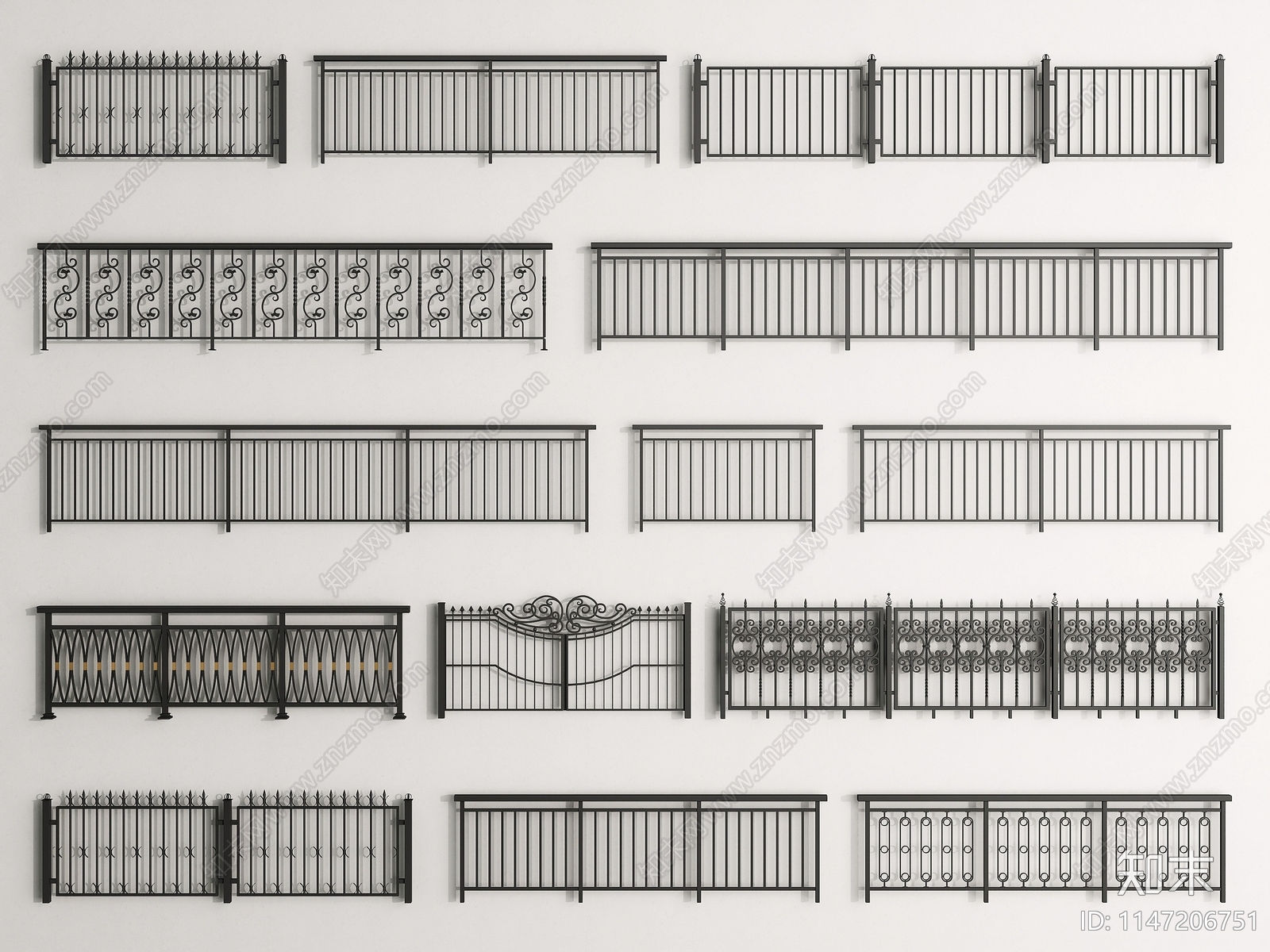 现代栏杆3D模型下载【ID:1147206751】