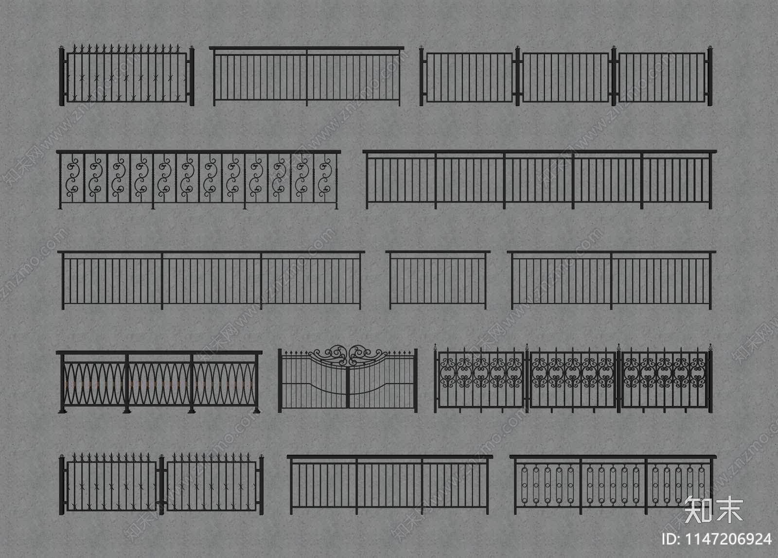 现代栏杆SU模型下载【ID:1147206924】