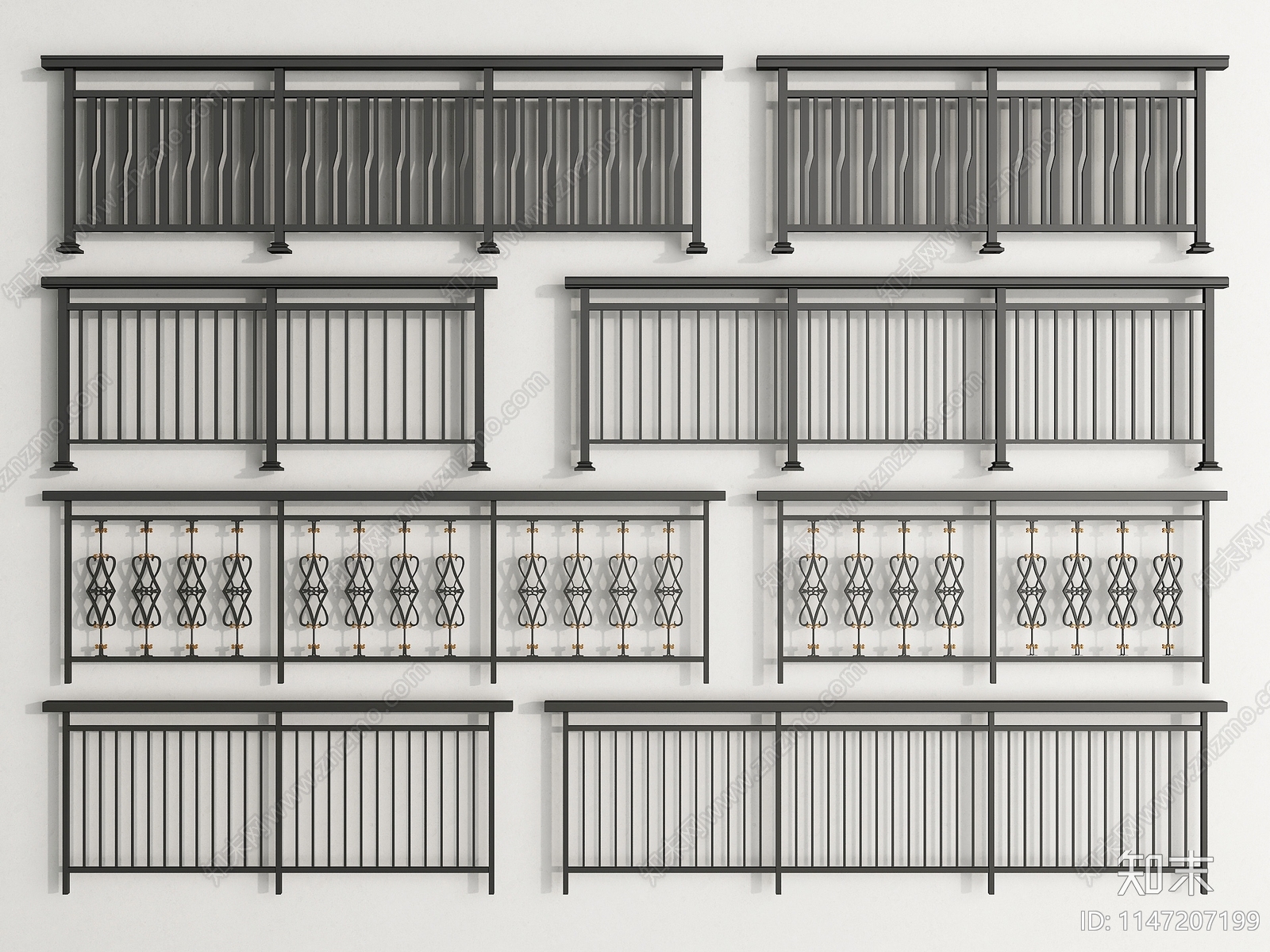 现代栏杆3D模型下载【ID:1147207199】