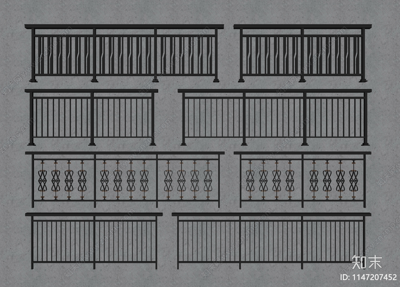 现代栏杆护栏围栏SU模型下载【ID:1147207452】