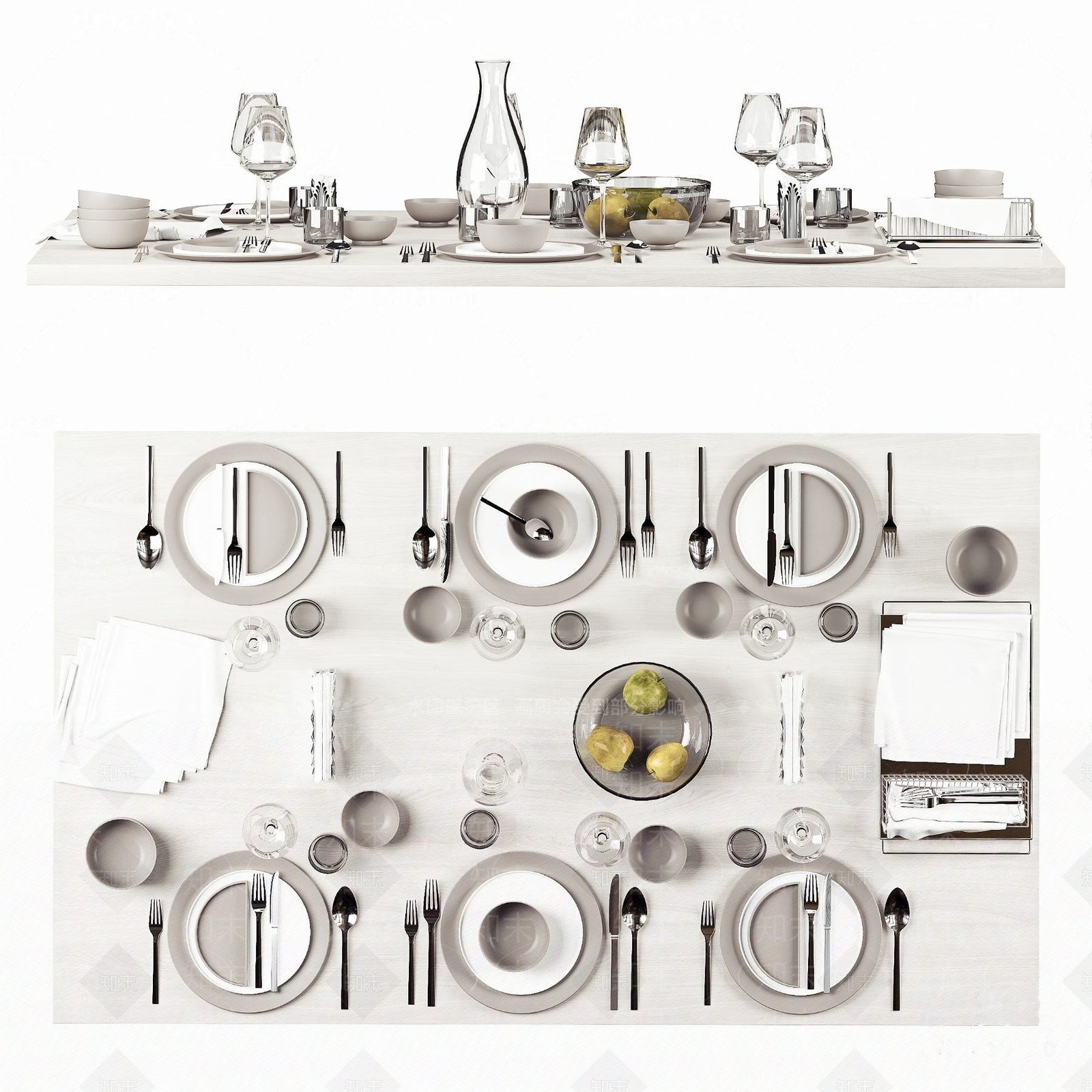 现代刀叉酒杯西餐餐具SU模型下载【ID:1147209985】