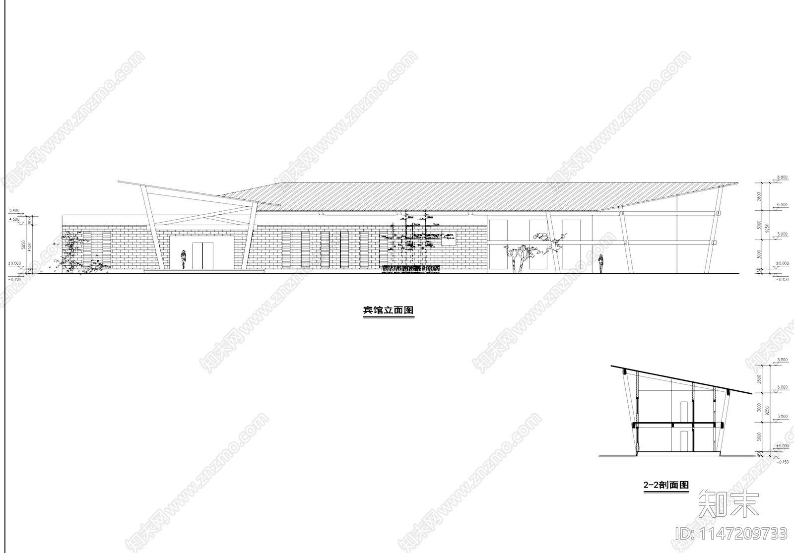 美术馆带宾馆建筑施工图下载【ID:1147209733】