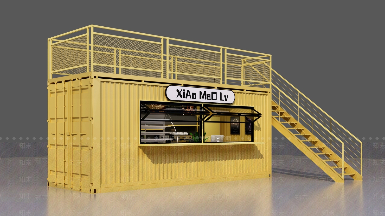 现代集装箱餐饮建筑3D模型下载【ID:1147210404】