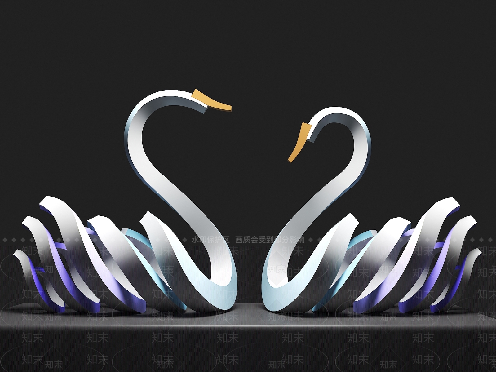 现代天鹅雕塑SU模型下载【ID:1147210934】