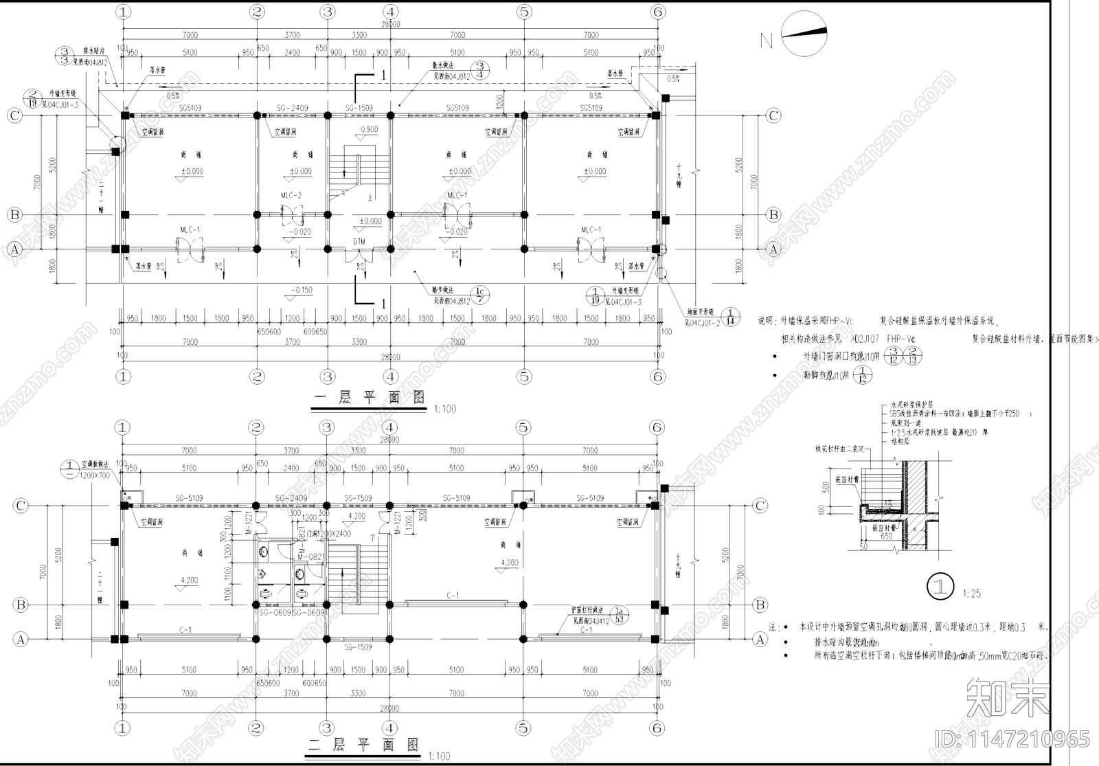 中式民居临街商铺商店建筑cad施工图下载【ID:1147210965】