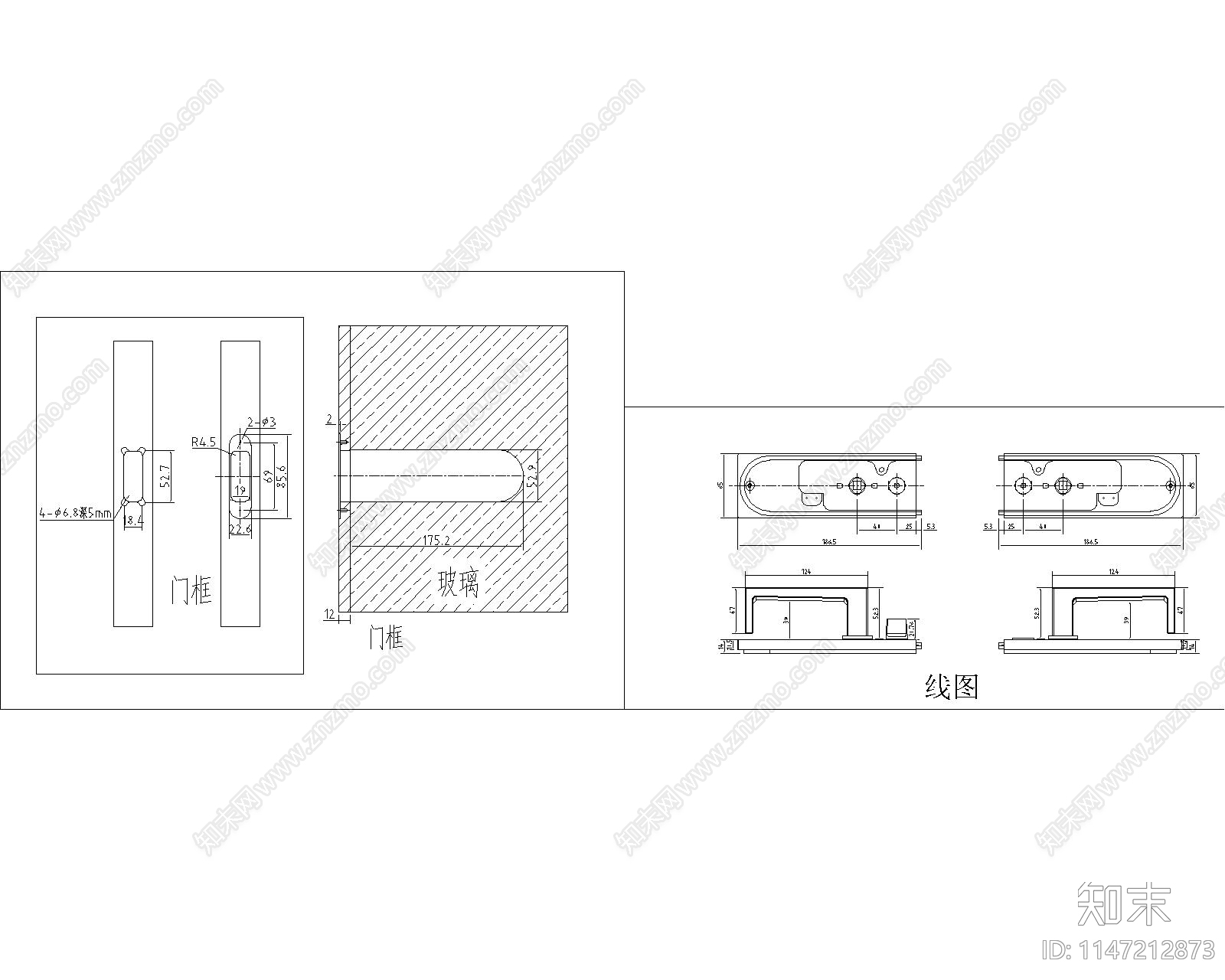 室内门锁开孔工艺节点cad施工图下载【ID:1147212873】