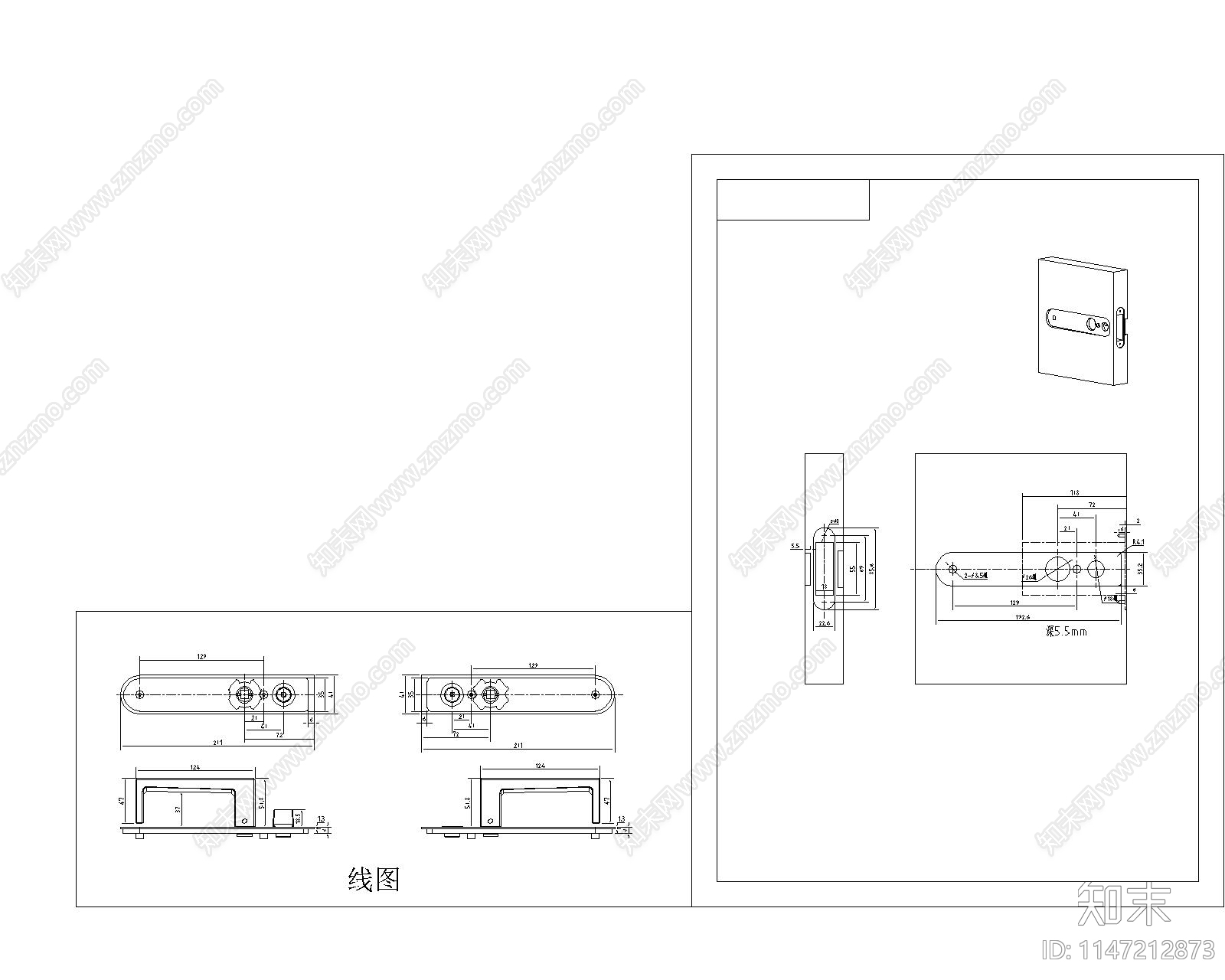 室内门锁开孔工艺节点cad施工图下载【ID:1147212873】