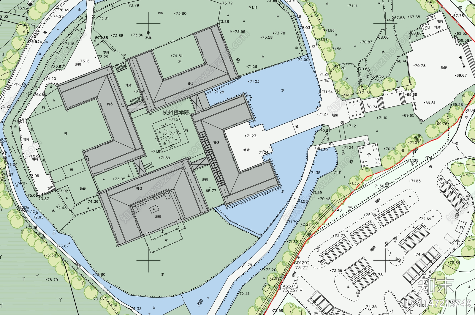 杭州灵隐寺佛学院禅修中心建筑cad施工图下载【ID:1147215749】