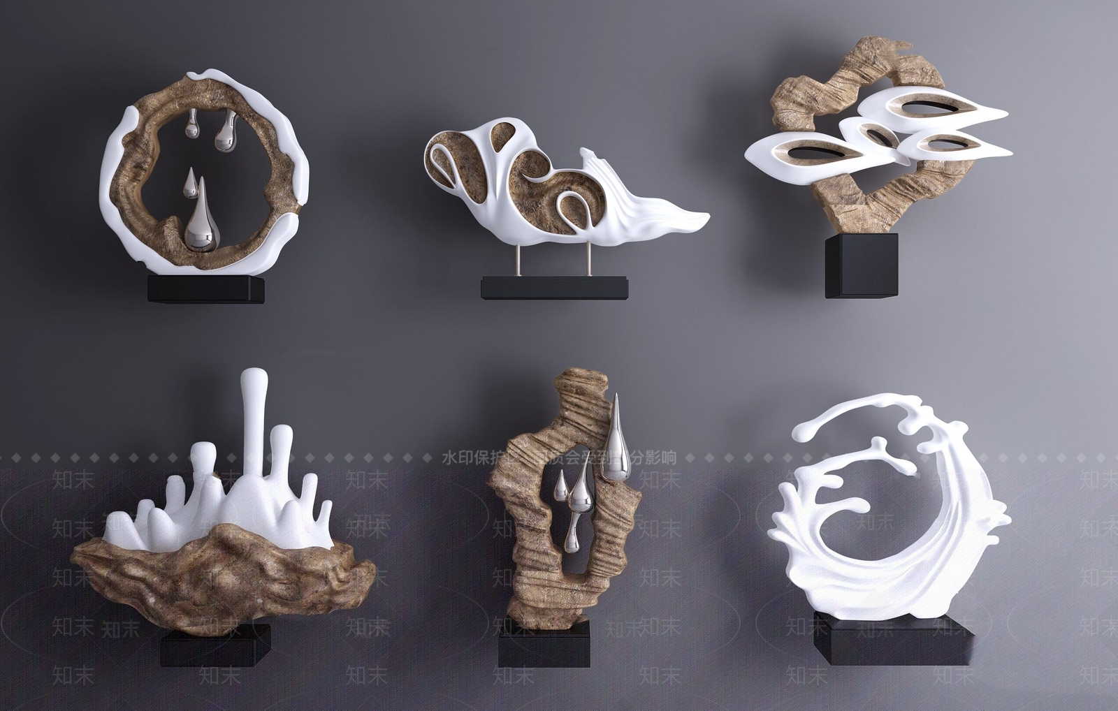 新中式假山摆件组合3D模型下载【ID:1147217370】