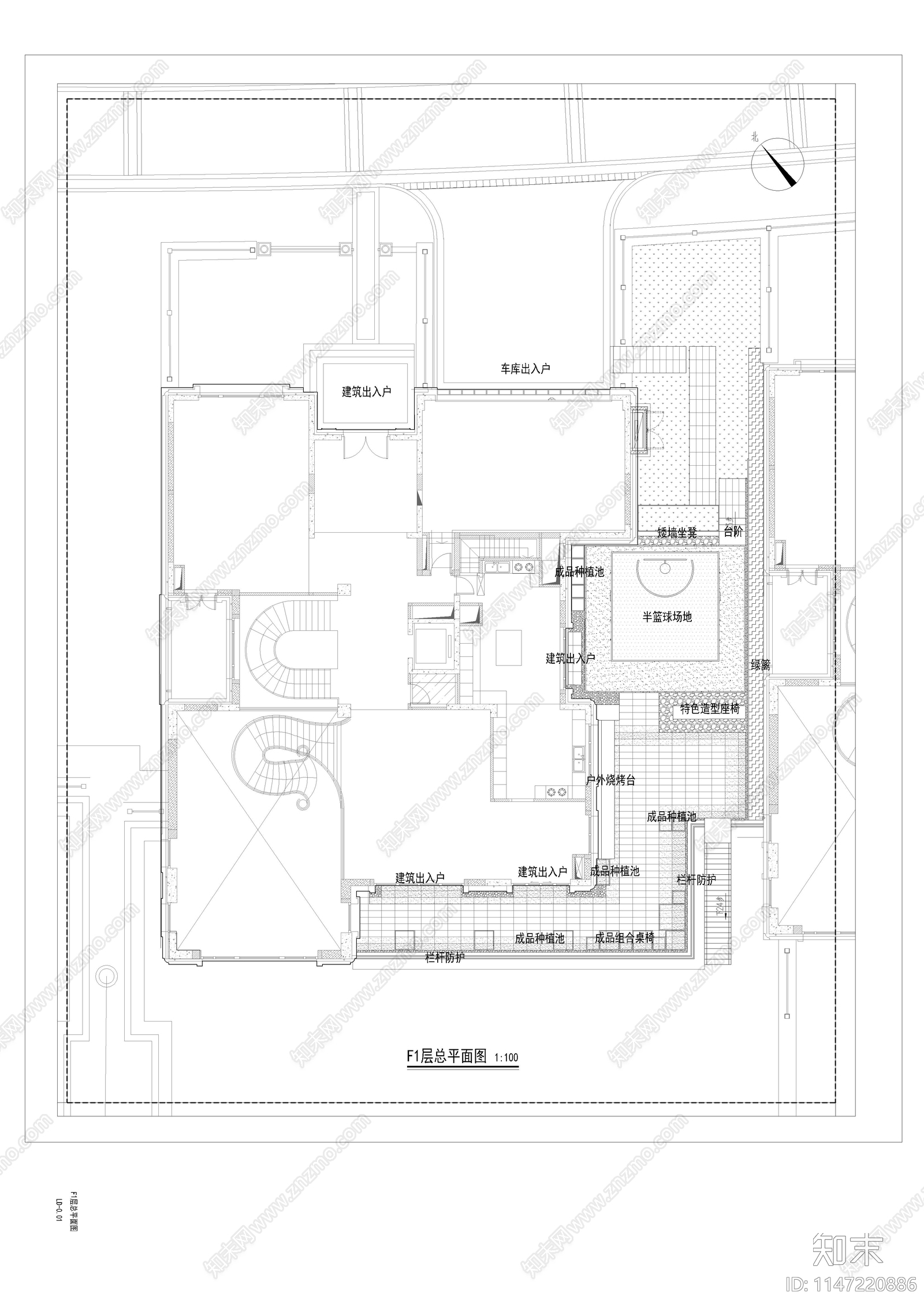 现代庭院景观水景cad施工图下载【ID:1147220886】