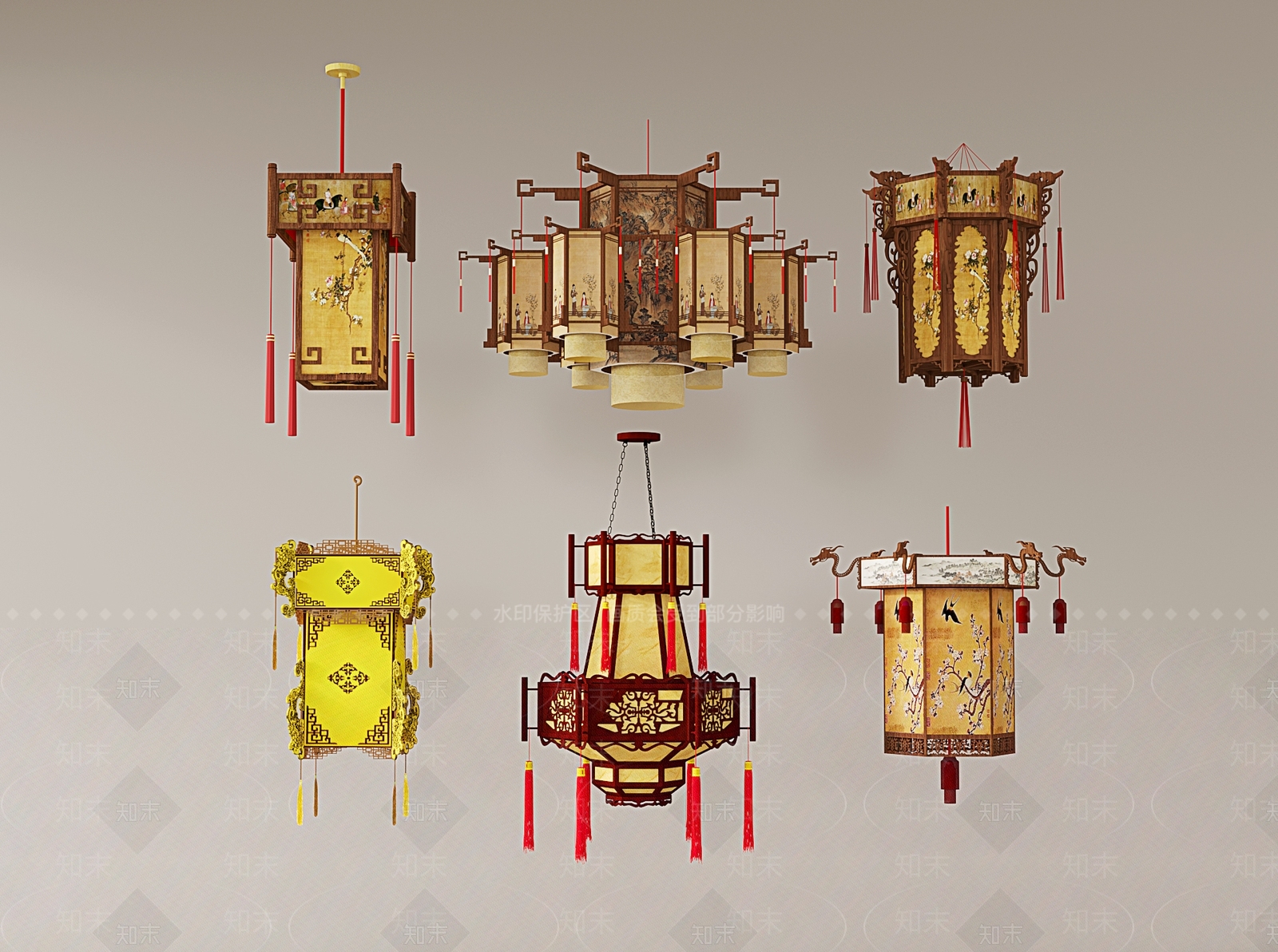 中式古典灯笼SU模型下载【ID:1147218920】