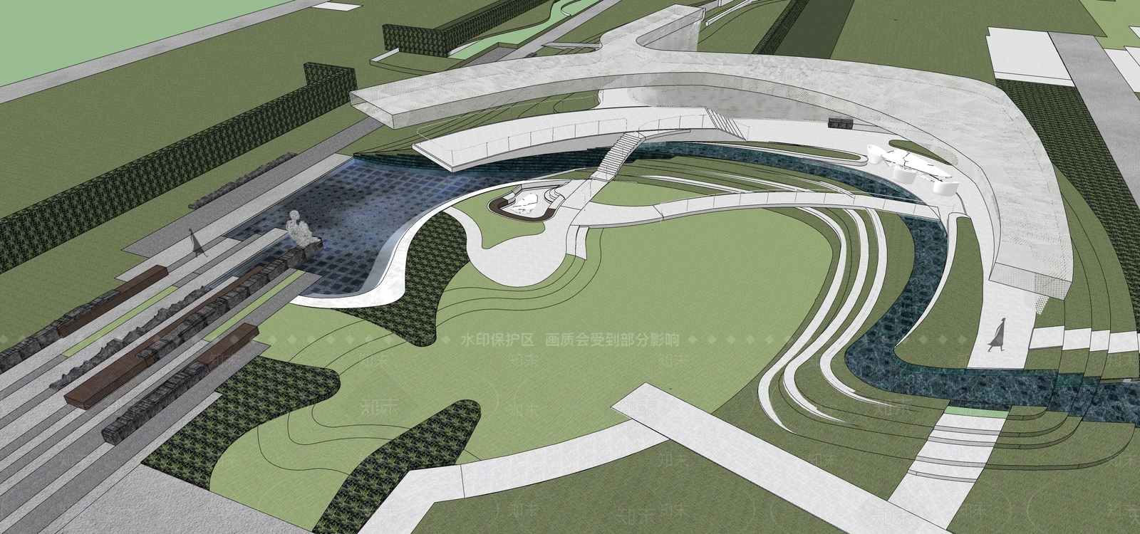 现代住宅景观SU模型下载【ID:1147223711】