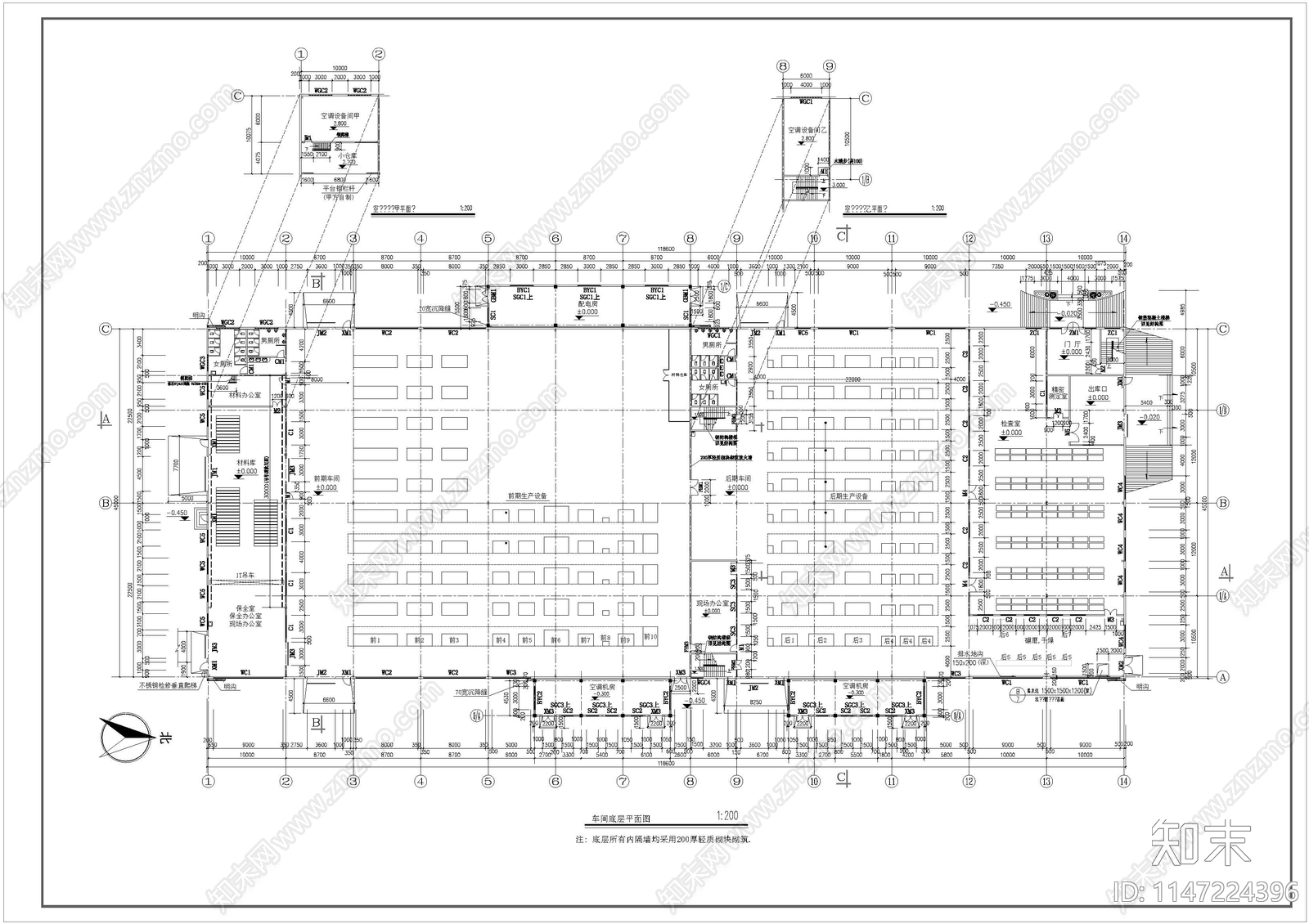 精工厂建筑cad施工图下载【ID:1147224396】