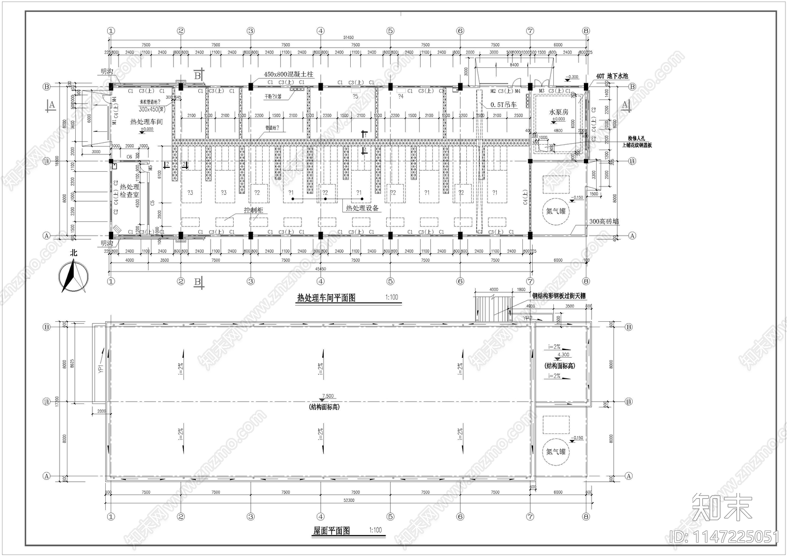 设备热处理车间建筑cad施工图下载【ID:1147225051】