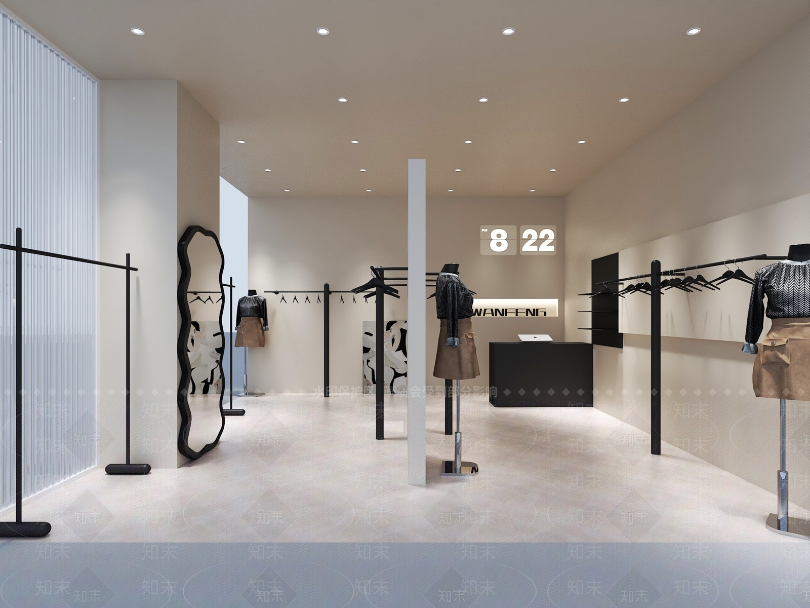 黑白奶油风服装店3D模型下载【ID:1147227101】