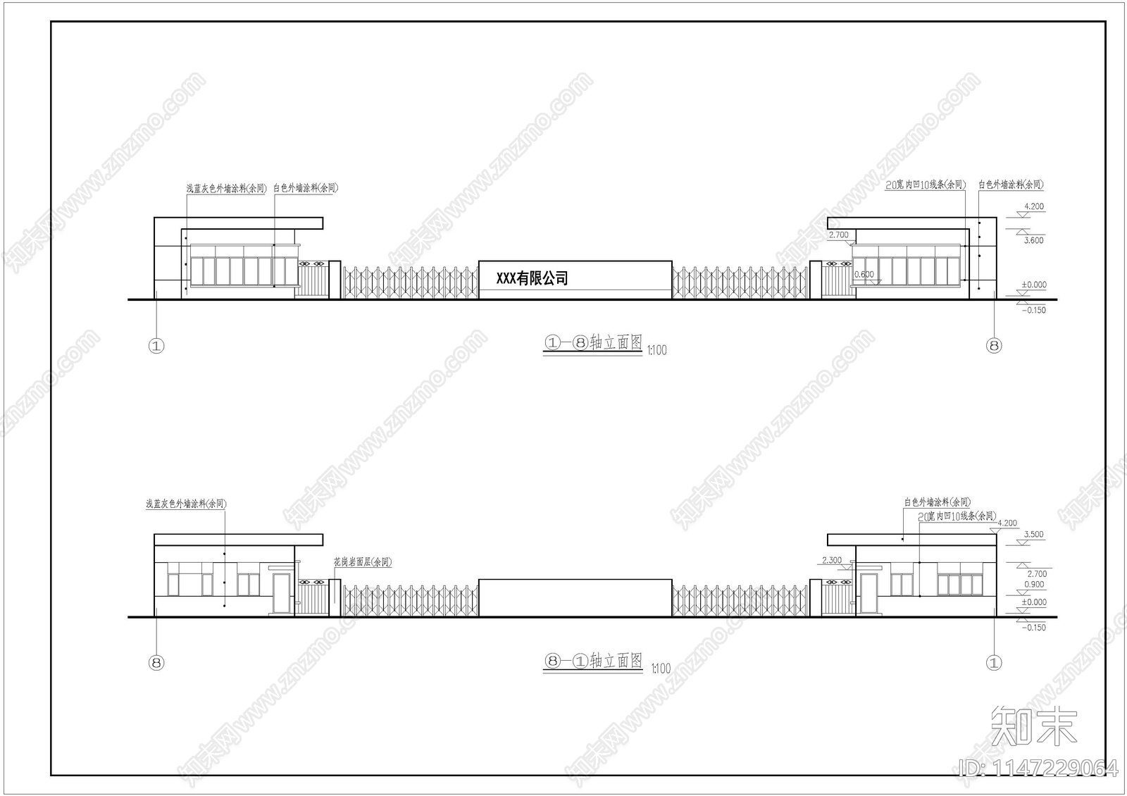 某工厂大门建筑施工图下载【ID:1147229064】