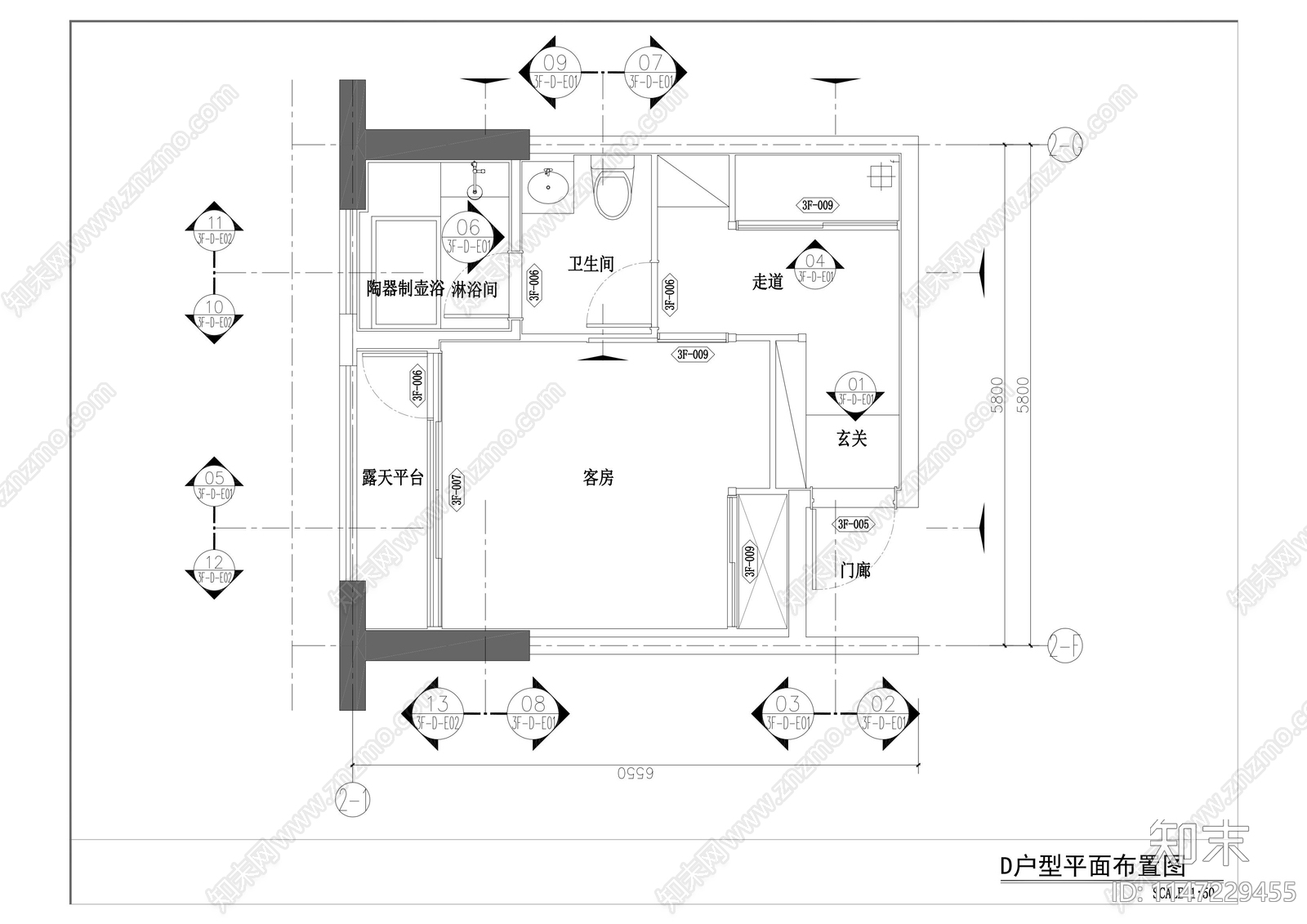 特色酒店汤屋室内cad施工图下载【ID:1147229455】