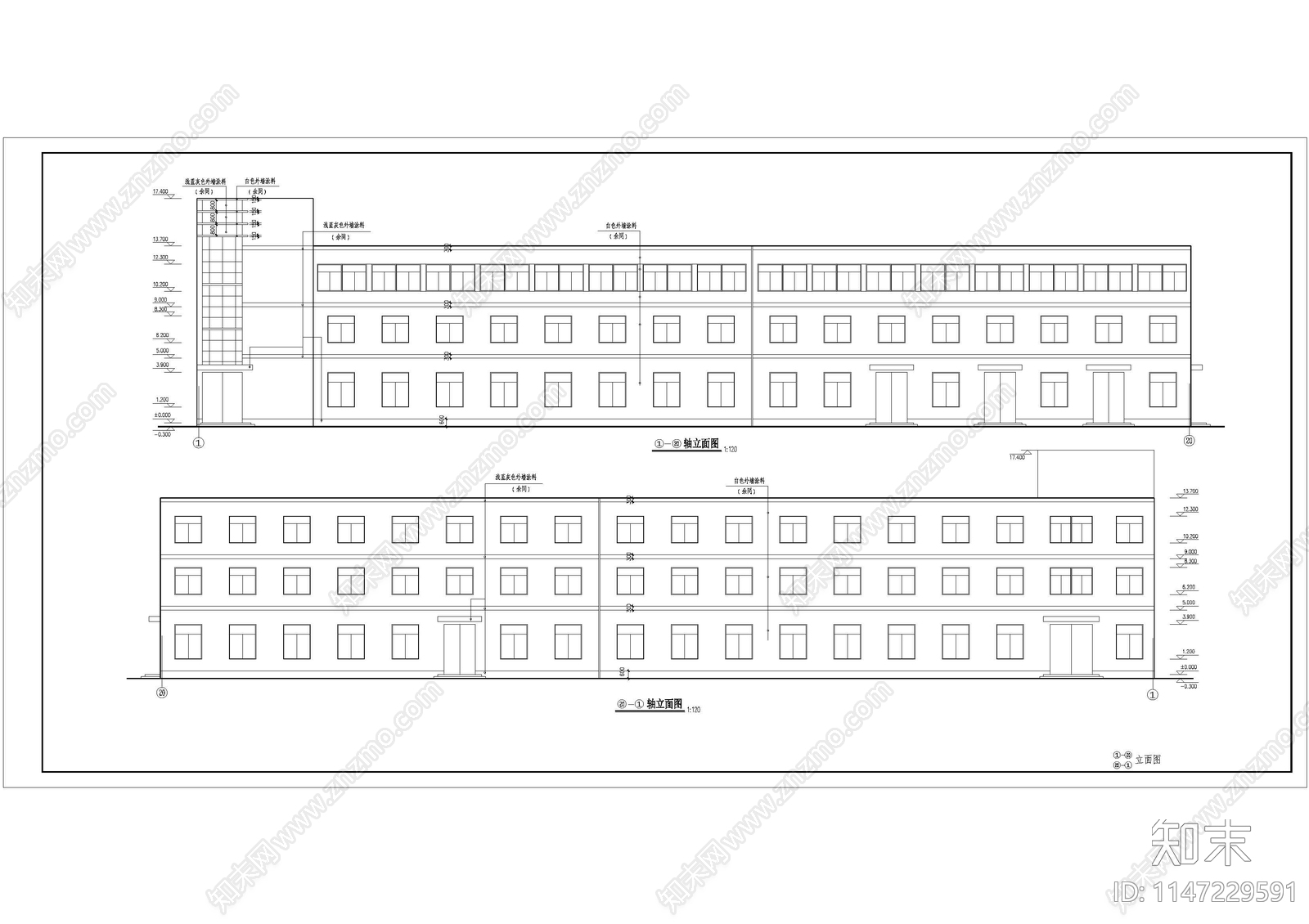 工厂综合楼建筑cad施工图下载【ID:1147229591】