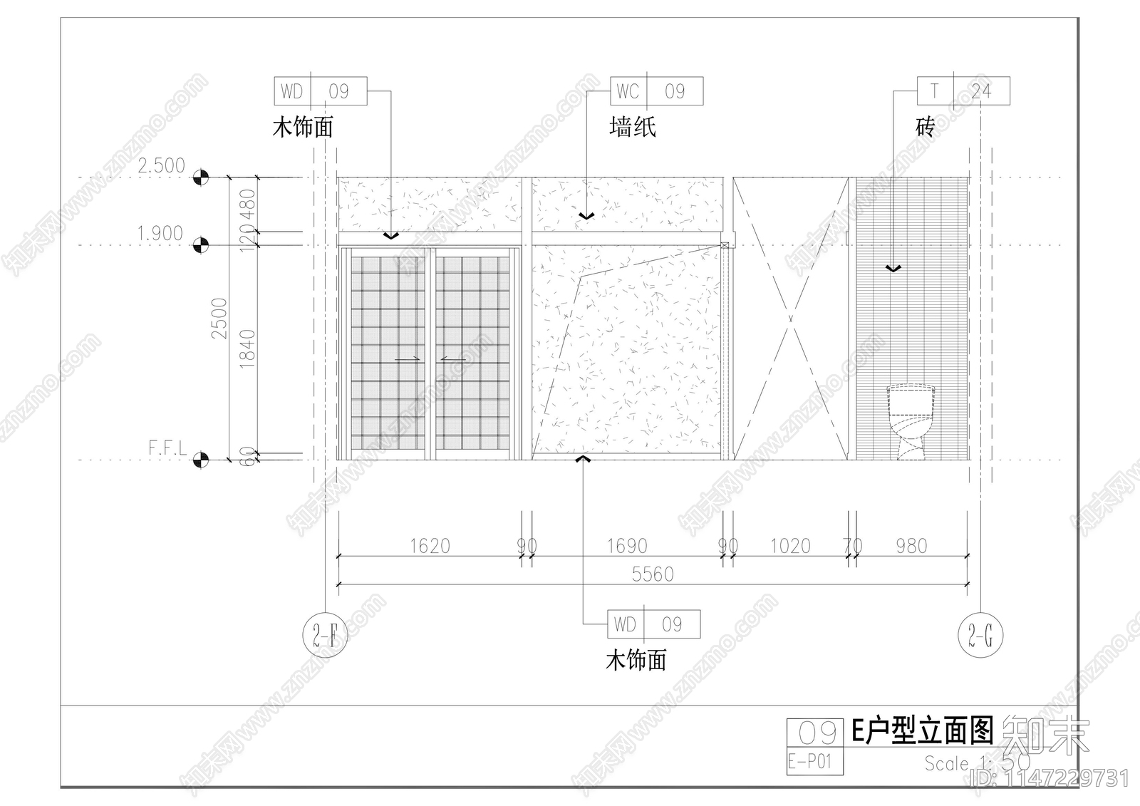特色酒店汤屋客房室内cad施工图下载【ID:1147229731】